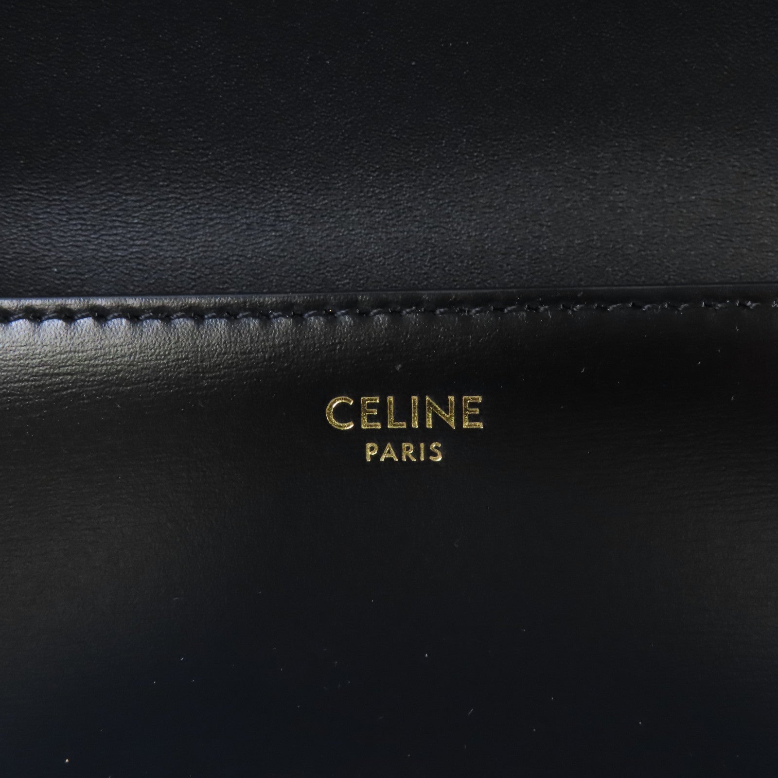 CELINE 牛皮皮革Claude Chain Shoulder Bag金扣肩背袋黑色