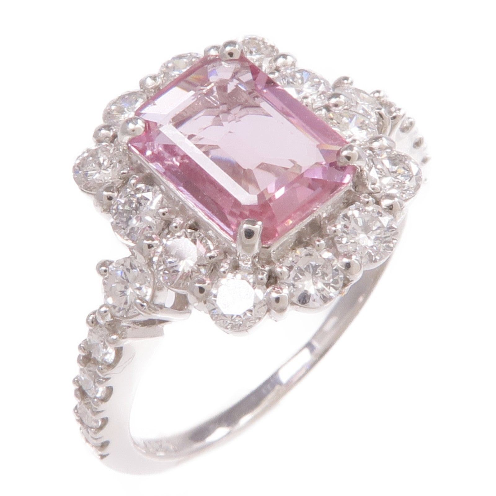 JEWELRY PT950鉑金Sapphire Diamond Ring粉紅藍寶石/鑽石戒指US#5.75