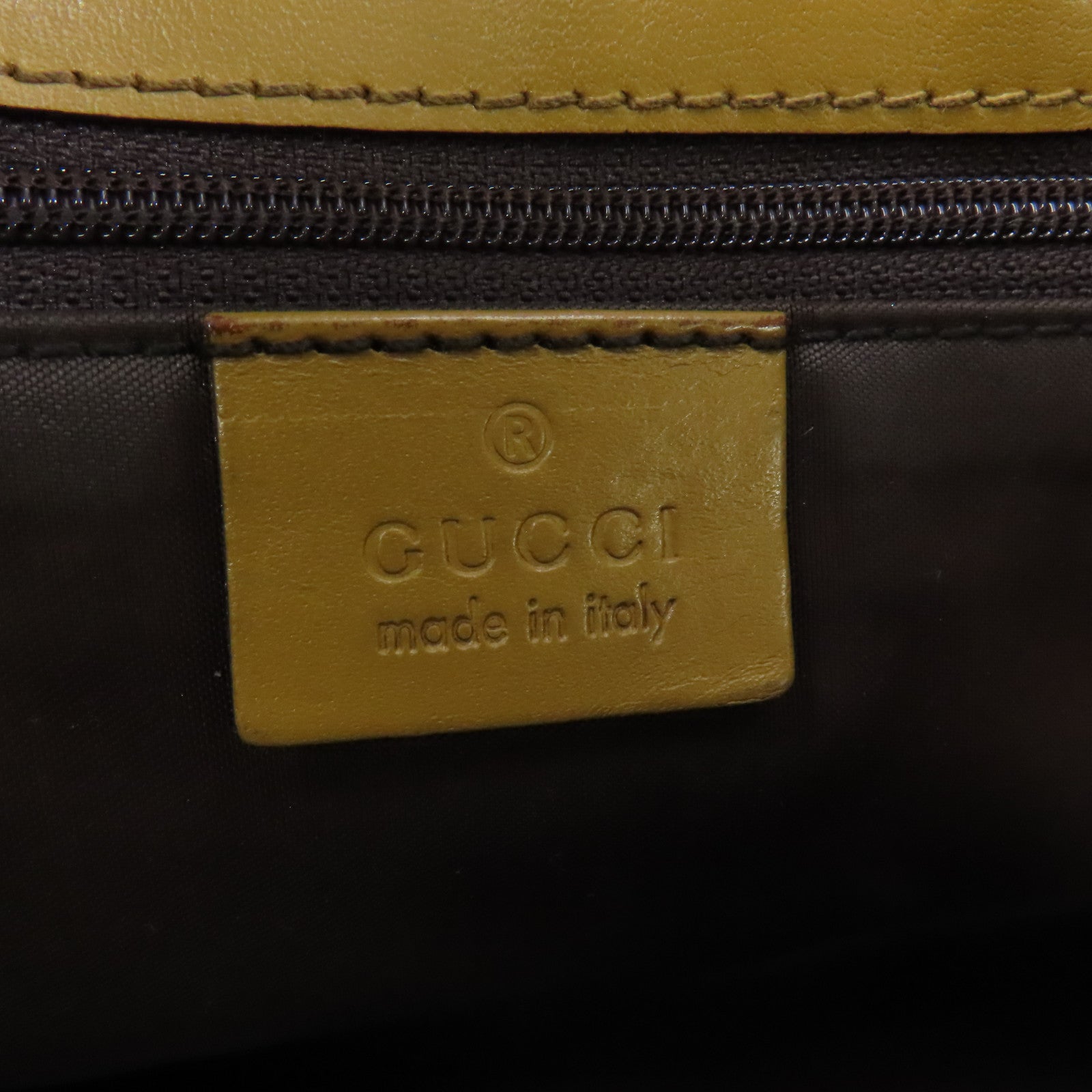 GUCCI 帆布/牛皮皮革Jackie金扣肩背袋啡色