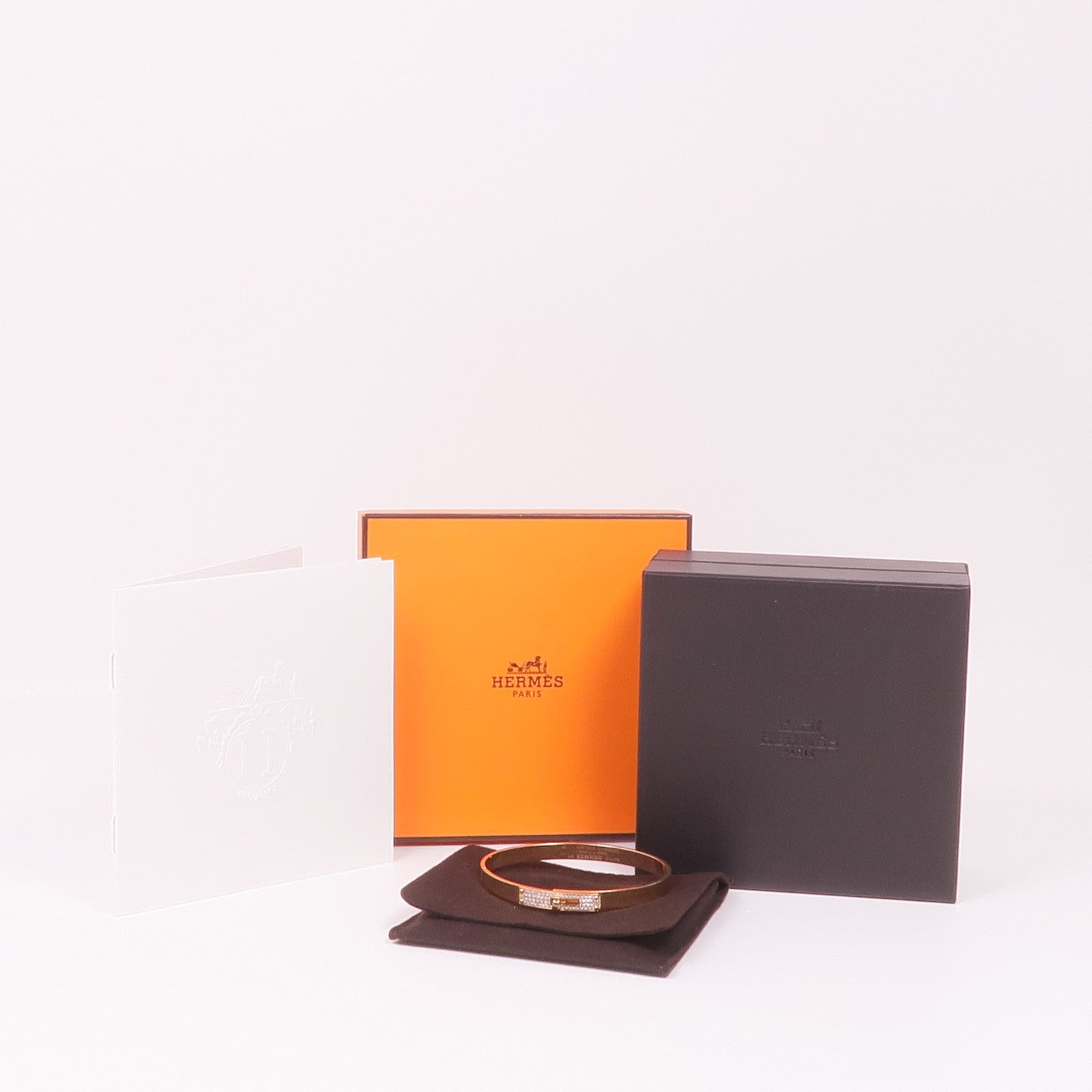 HERMES 18K玫瑰金Kelly Bracelet鑽石手鐲