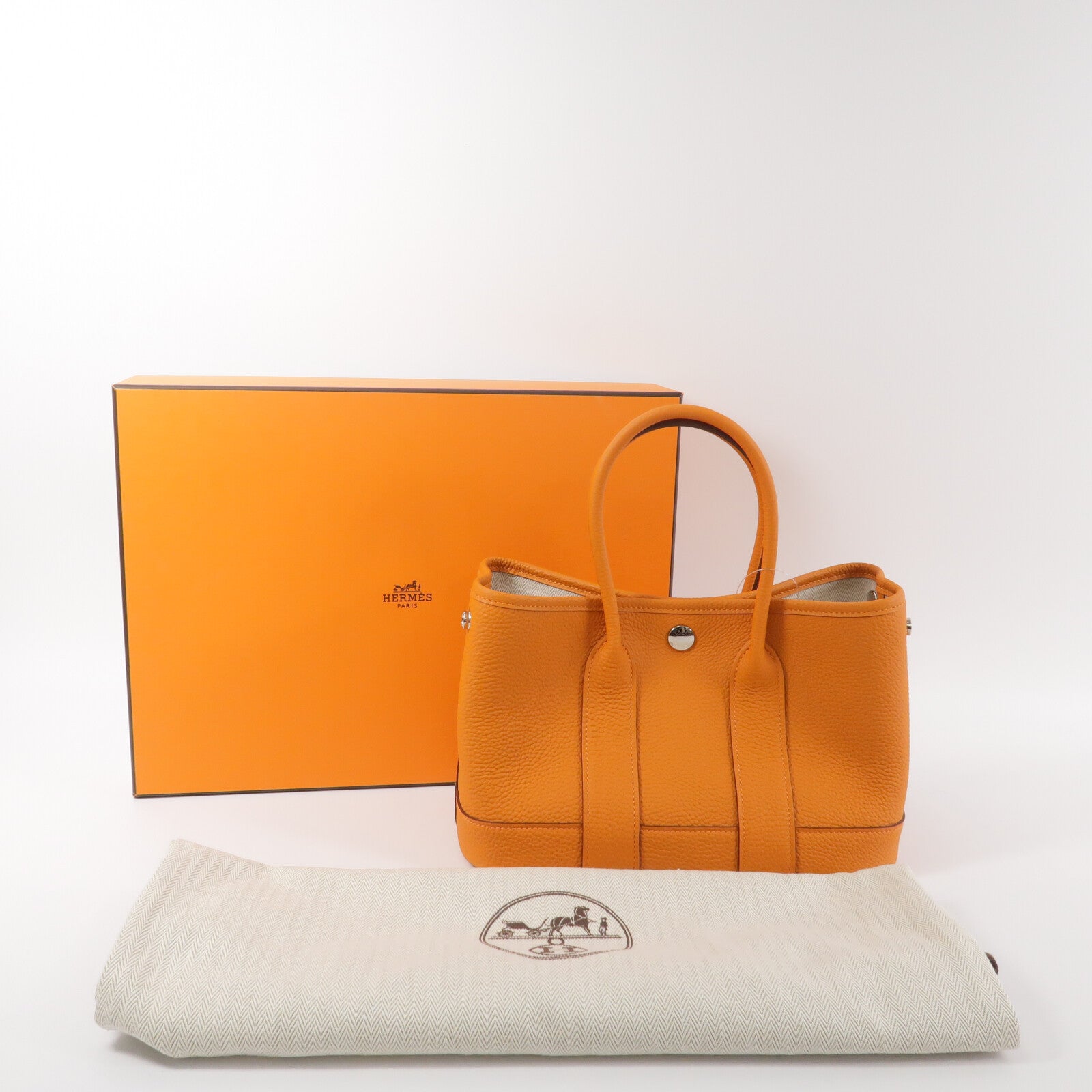 HERMES Negonda皮革Mini Garden Party手挽袋Orange