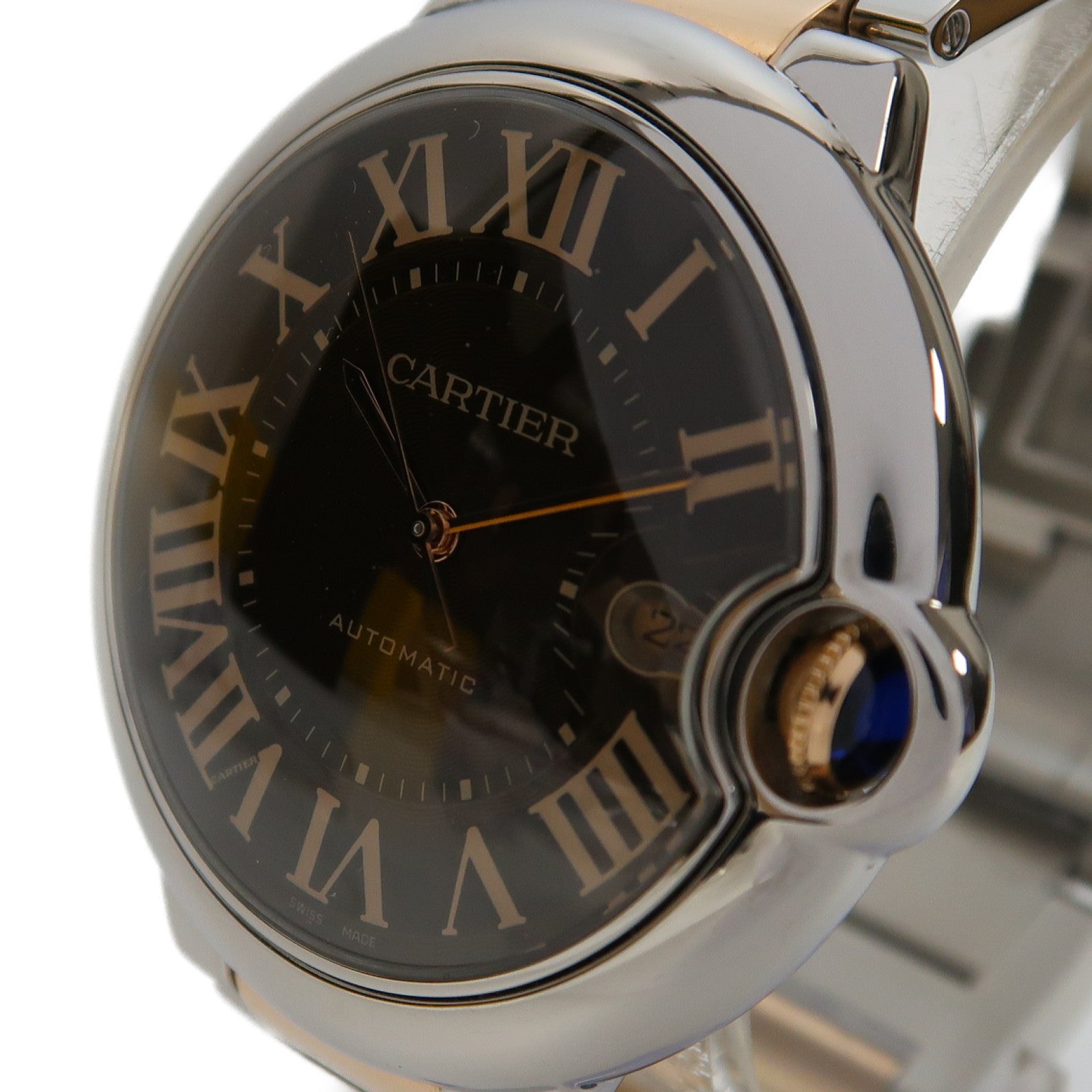 CARTIER Ballon Bleu不鏽鋼/18K玫瑰金手錶自動機芯啡色