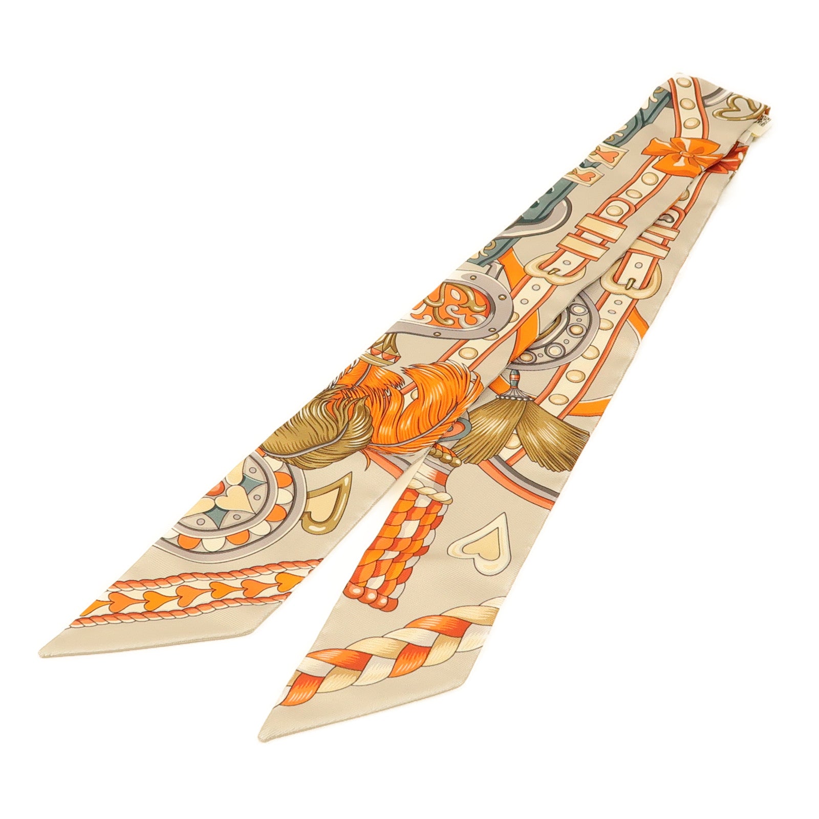 HERMES Twilly Scarf Scarves Silk Gray