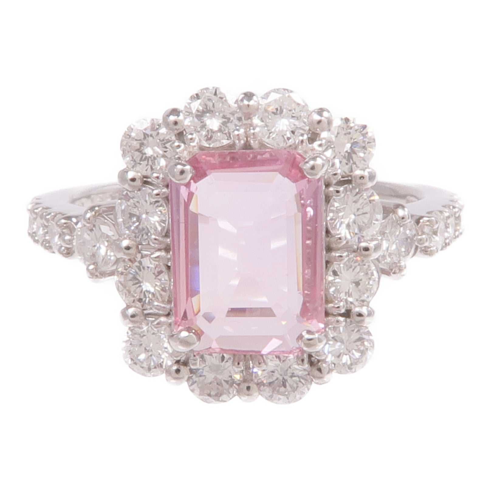 JEWELRY PT950鉑金Sapphire Diamond Ring粉紅藍寶石/鑽石戒指US#5.75