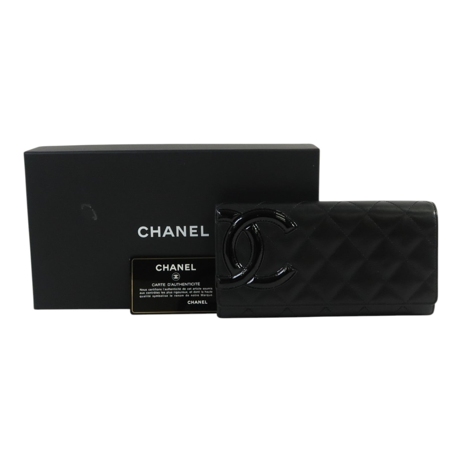 CHANEL 牛皮皮革Cambon Long Wallet銀扣長錢包