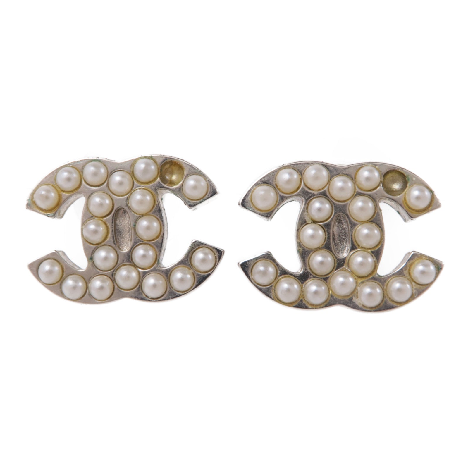 CHANEL CC Earrings Accessories Metal PVC Gold White