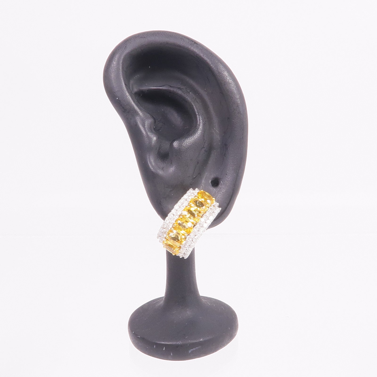 JEWELRY 18K白金/黃金Yellow Sapphire Diamond Earrings黃色藍寶石/鑽石耳環