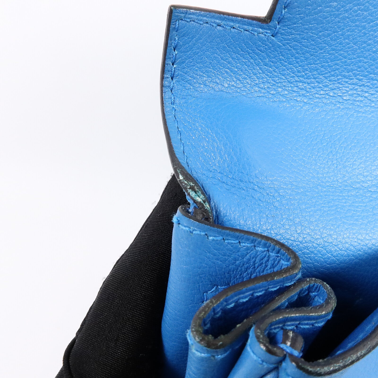 HERMES Clemence皮革Kelly 28手挽肩背兩用袋Bleu Frida