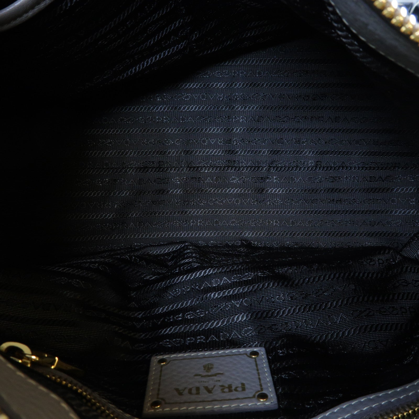 PRADA 【激減優惠】牛皮皮革2 Way Shoulder Bag金扣手挽肩背兩用袋灰色