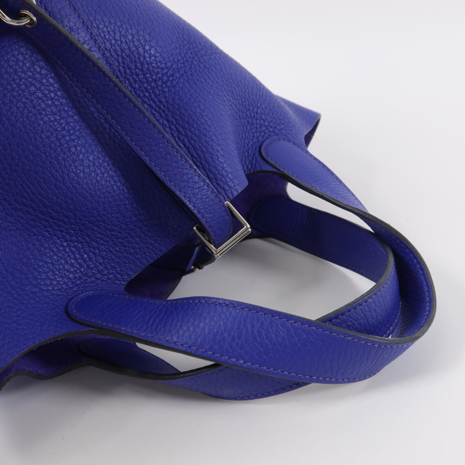 HERMES Clemence皮革Picotin PM手挽袋Bleu Electrique