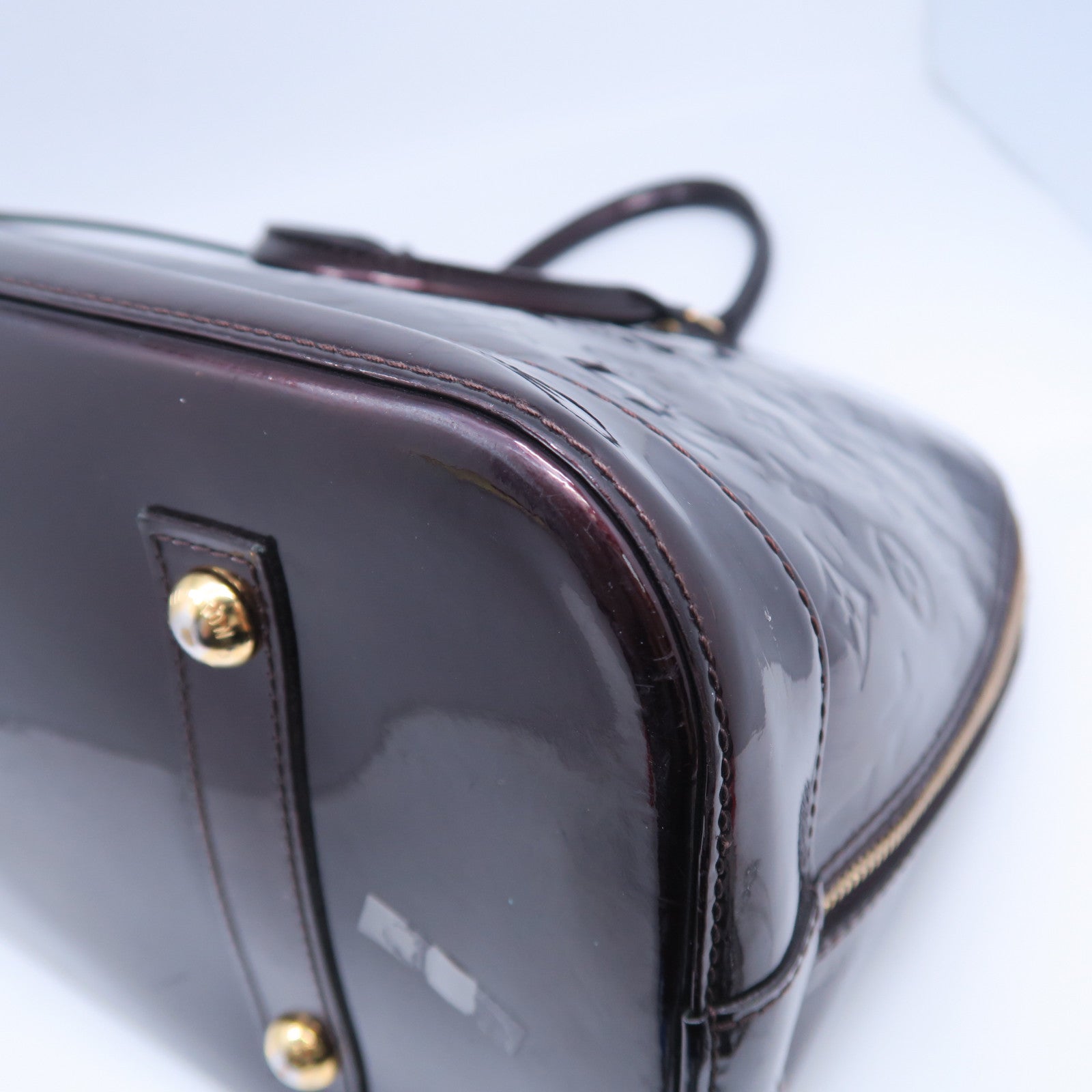 LOUIS VUITTON **【清倉大減價】Monogram Vernis Alma MM金扣手挽袋酒紅色