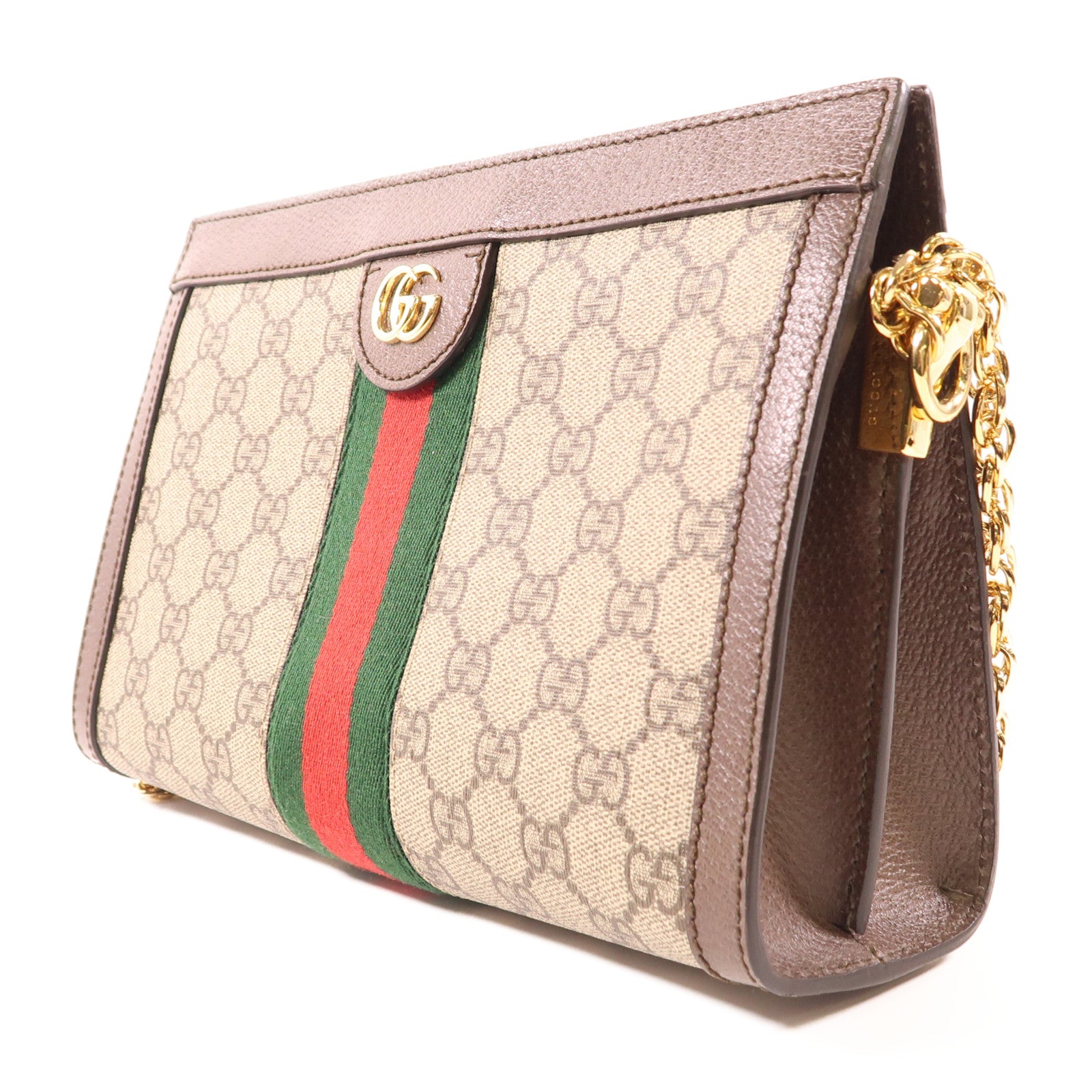 GUCCI 塗層帆布Ophidia GG金扣鏈帶肩背袋