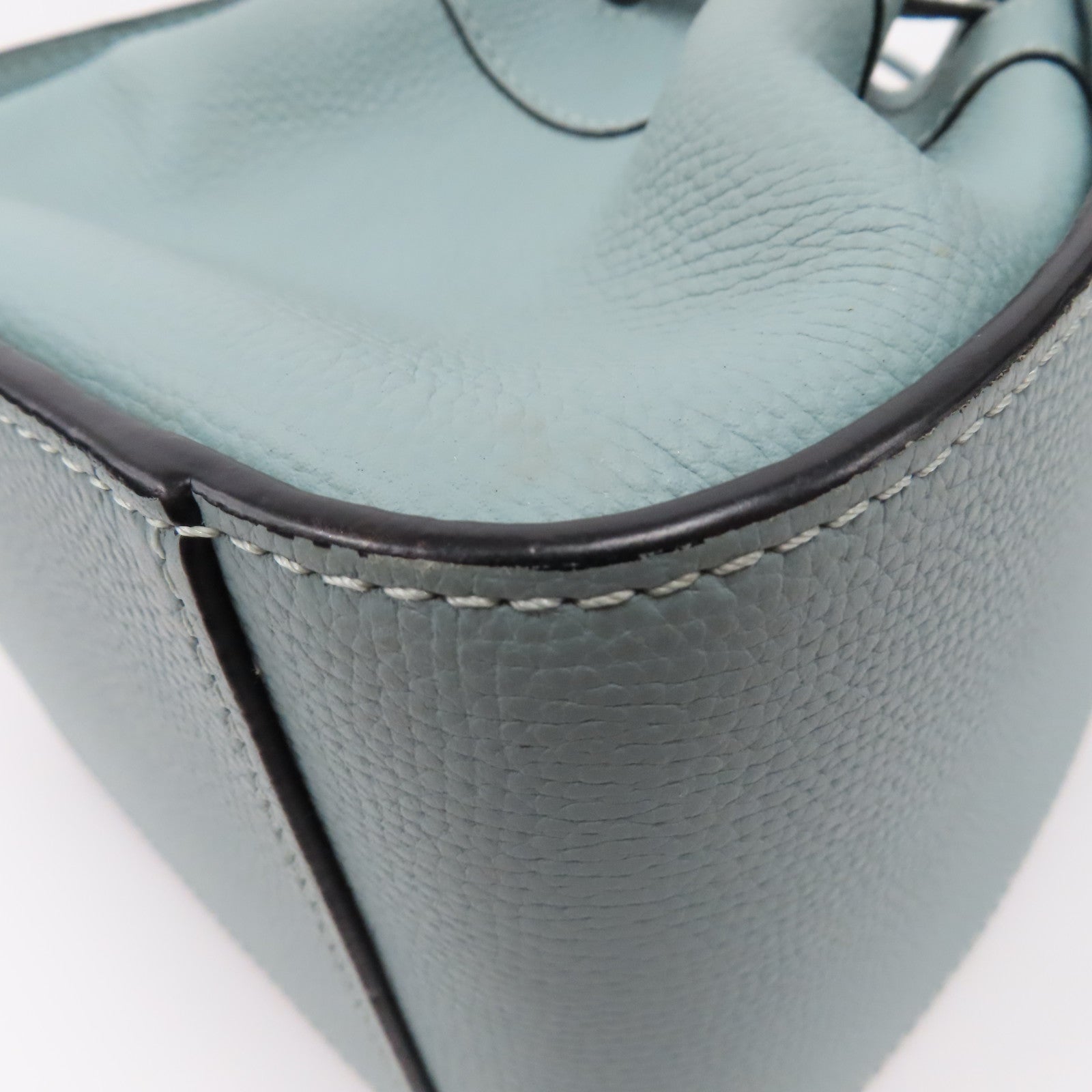 LOEWE 牛皮皮革Mini Hammock Drawstring金扣手挽肩背兩用袋藍色
