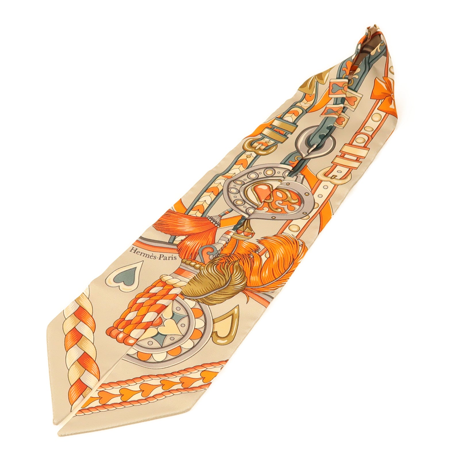 HERMES Twilly Scarf Scarves Silk Gray