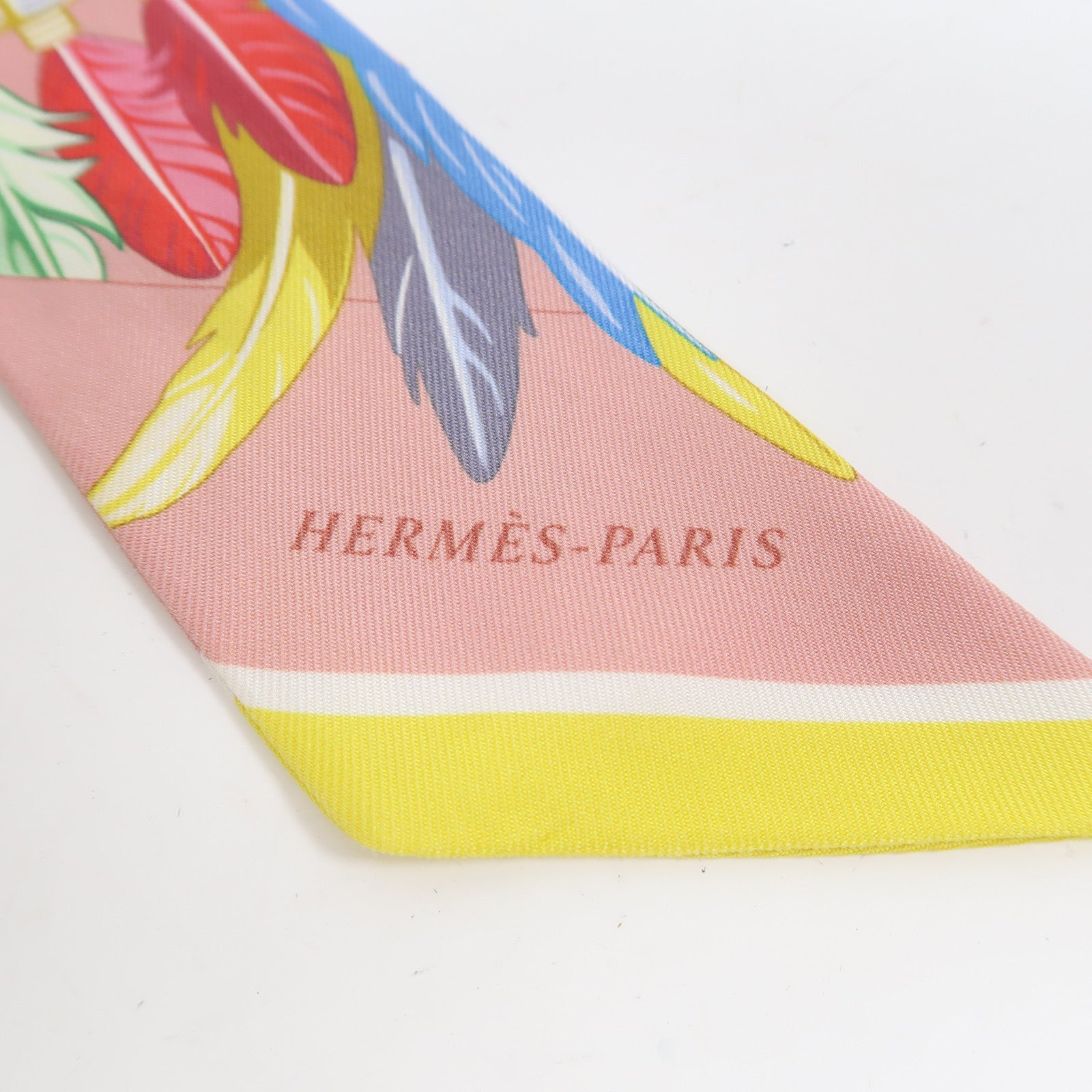 HERMES 絲質Twilly絲巾粉紅色/多色