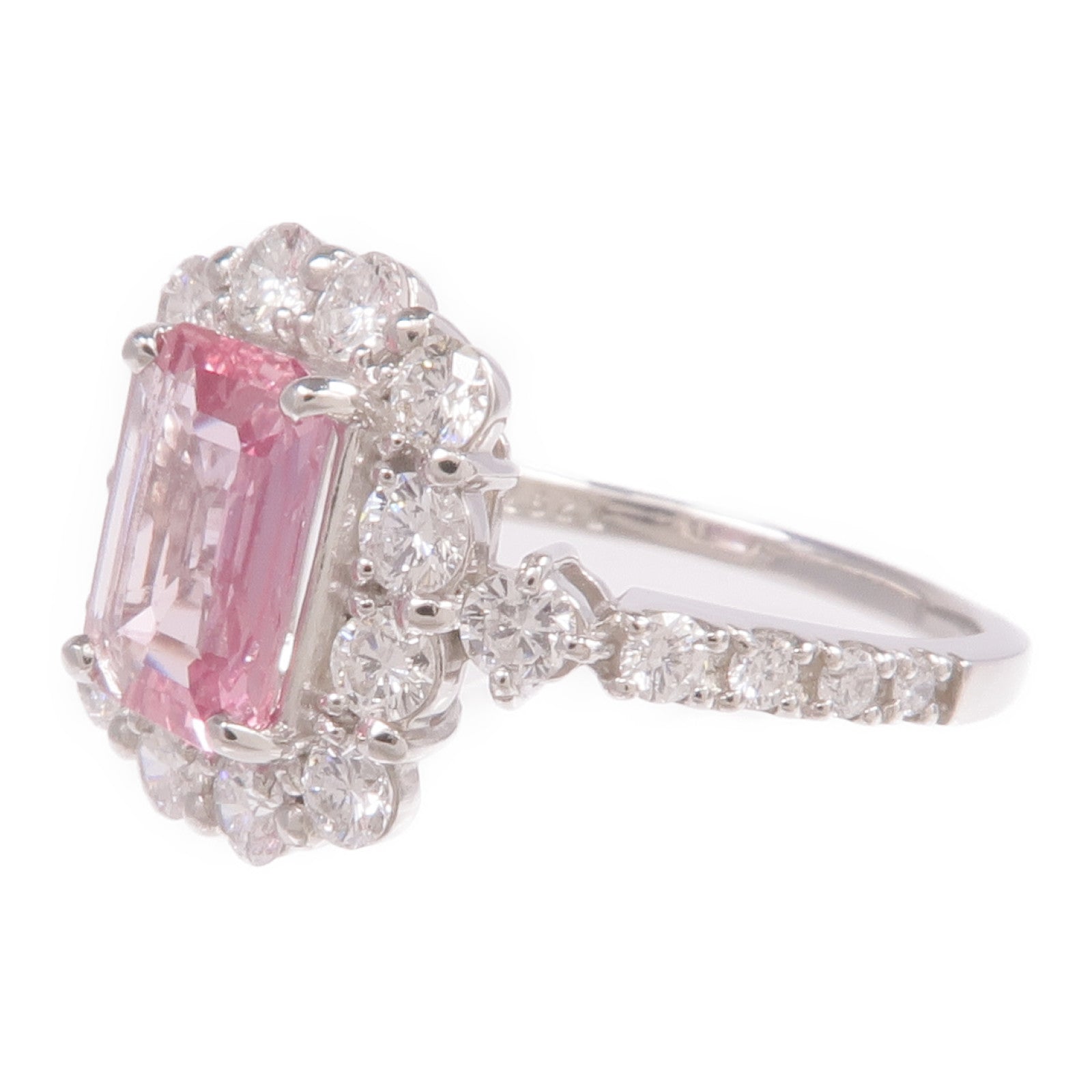 JEWELRY PT950鉑金Sapphire Diamond Ring粉紅藍寶石/鑽石戒指US#5.75