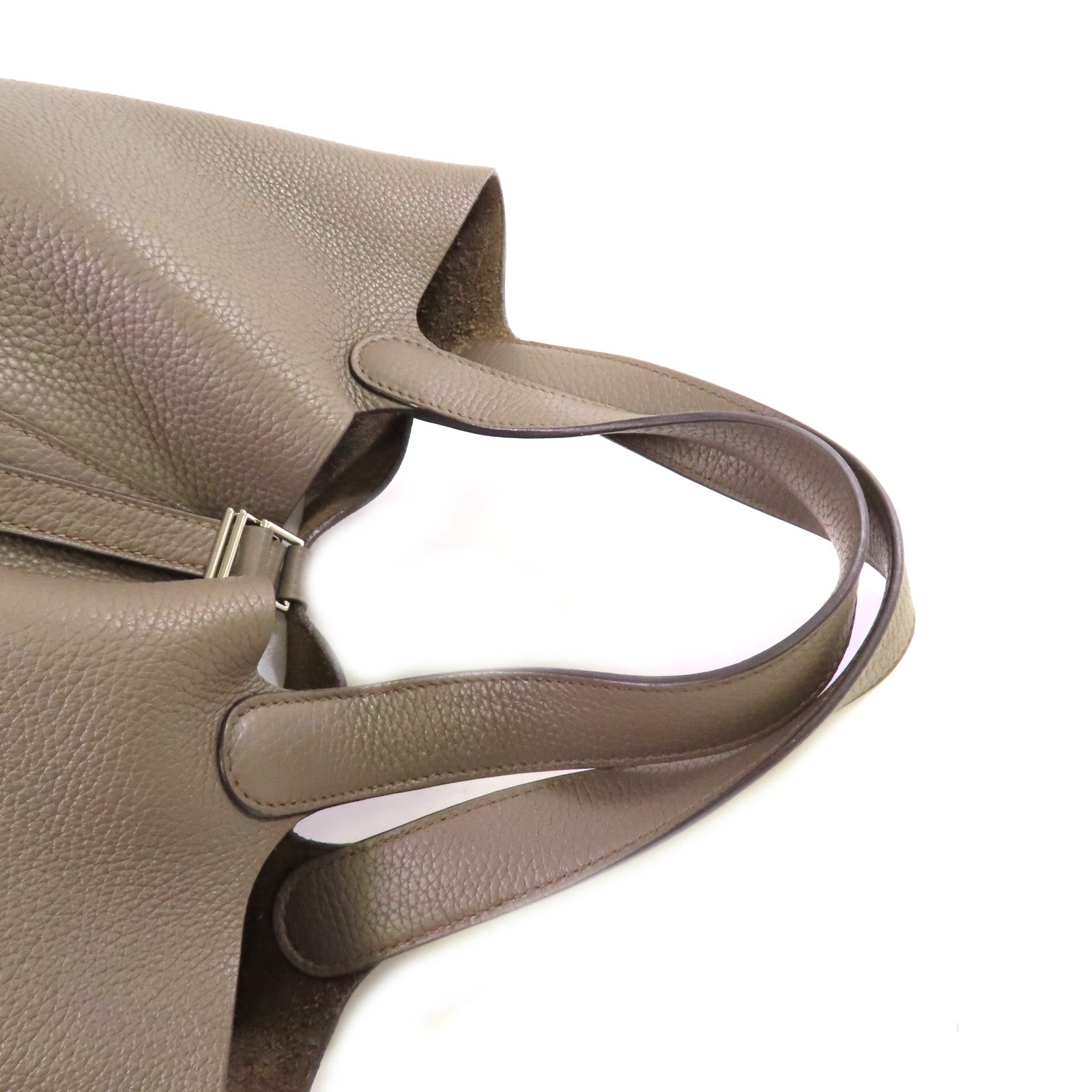 HERMES Clemence皮革Picotin MM Tote Bag銀扣手挽袋錫灰色
