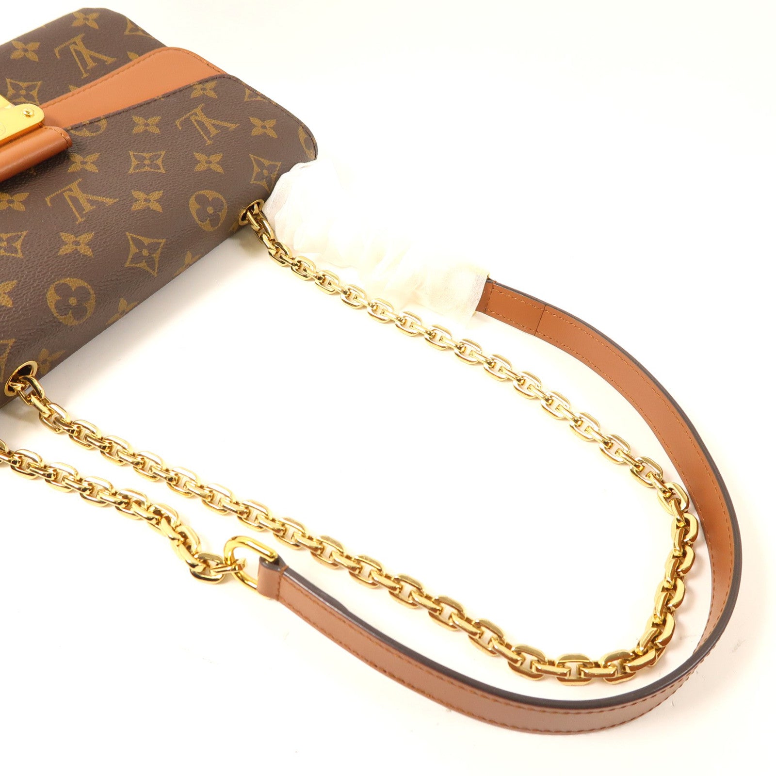 LOUIS VUITTON Monogram Marceau金扣鏈帶肩背袋棕色