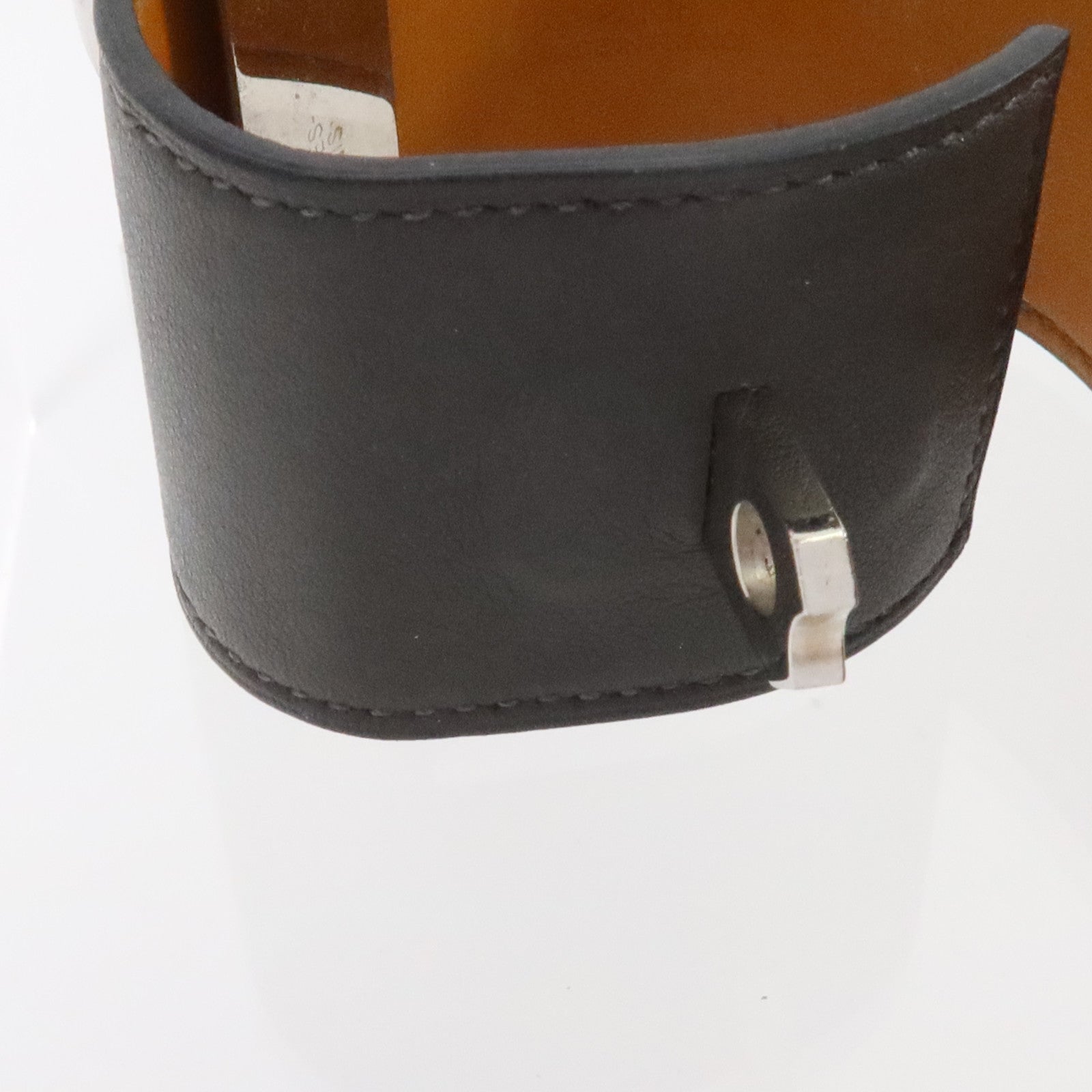 HERMES Swift皮革/金屬Collier De Chien Bracelet銀扣手鏈Ardoise