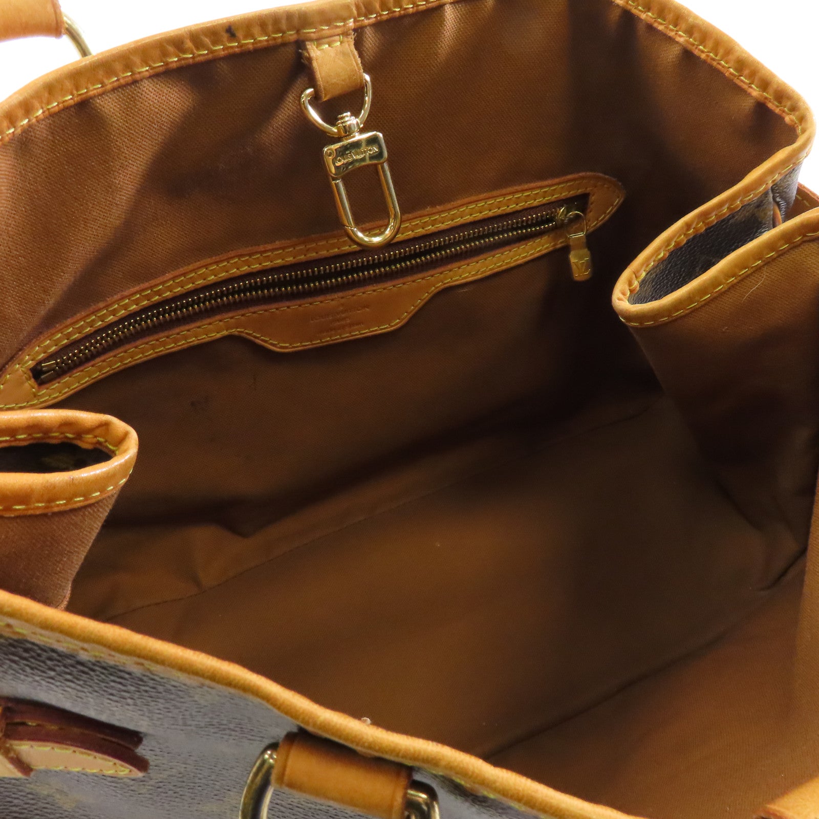 LOUIS VUITTON Monogram Batignolles Horizontal金扣手挽袋棕色