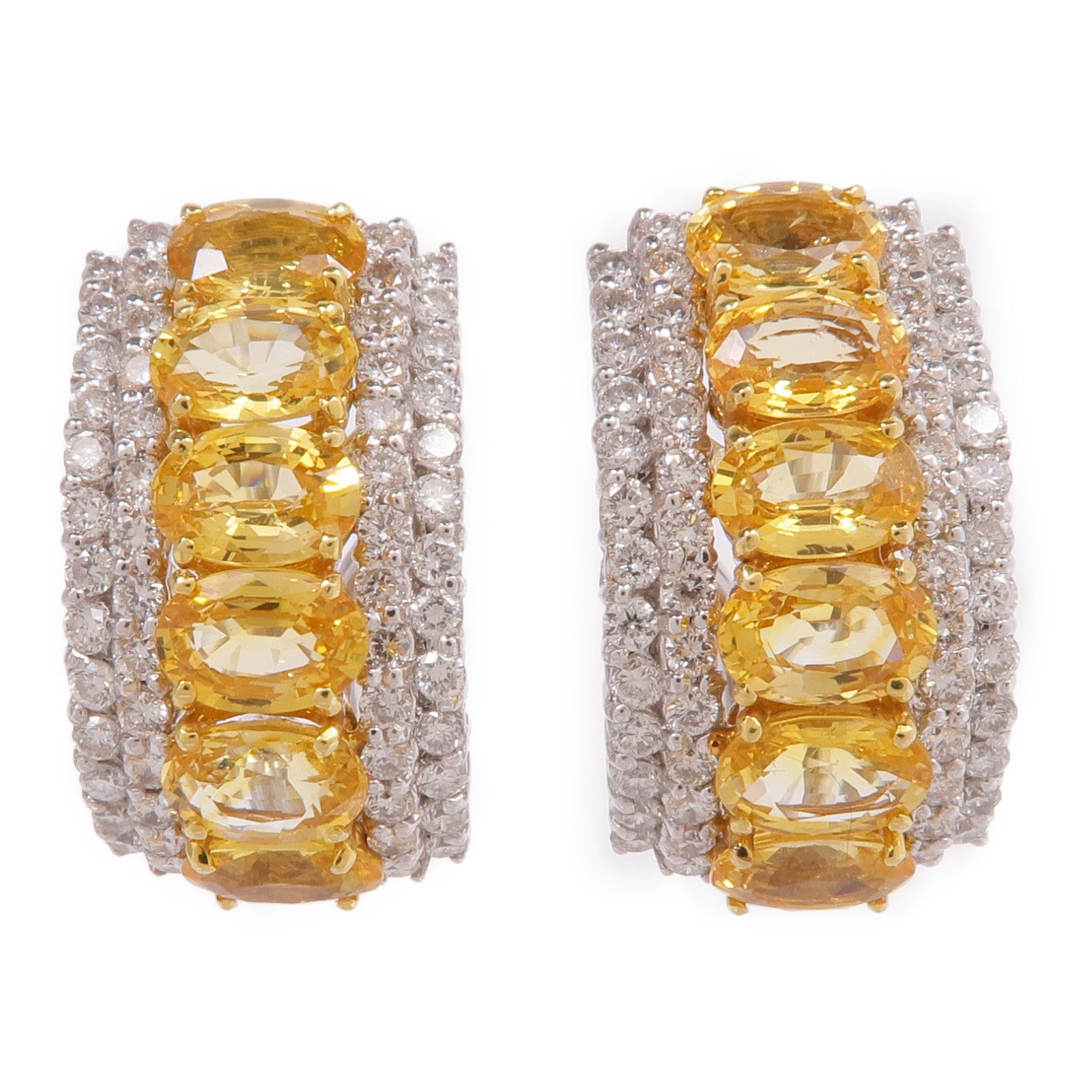 JEWELRY 18K白金/黃金Yellow Sapphire Diamond Earrings黃色藍寶石/鑽石耳環