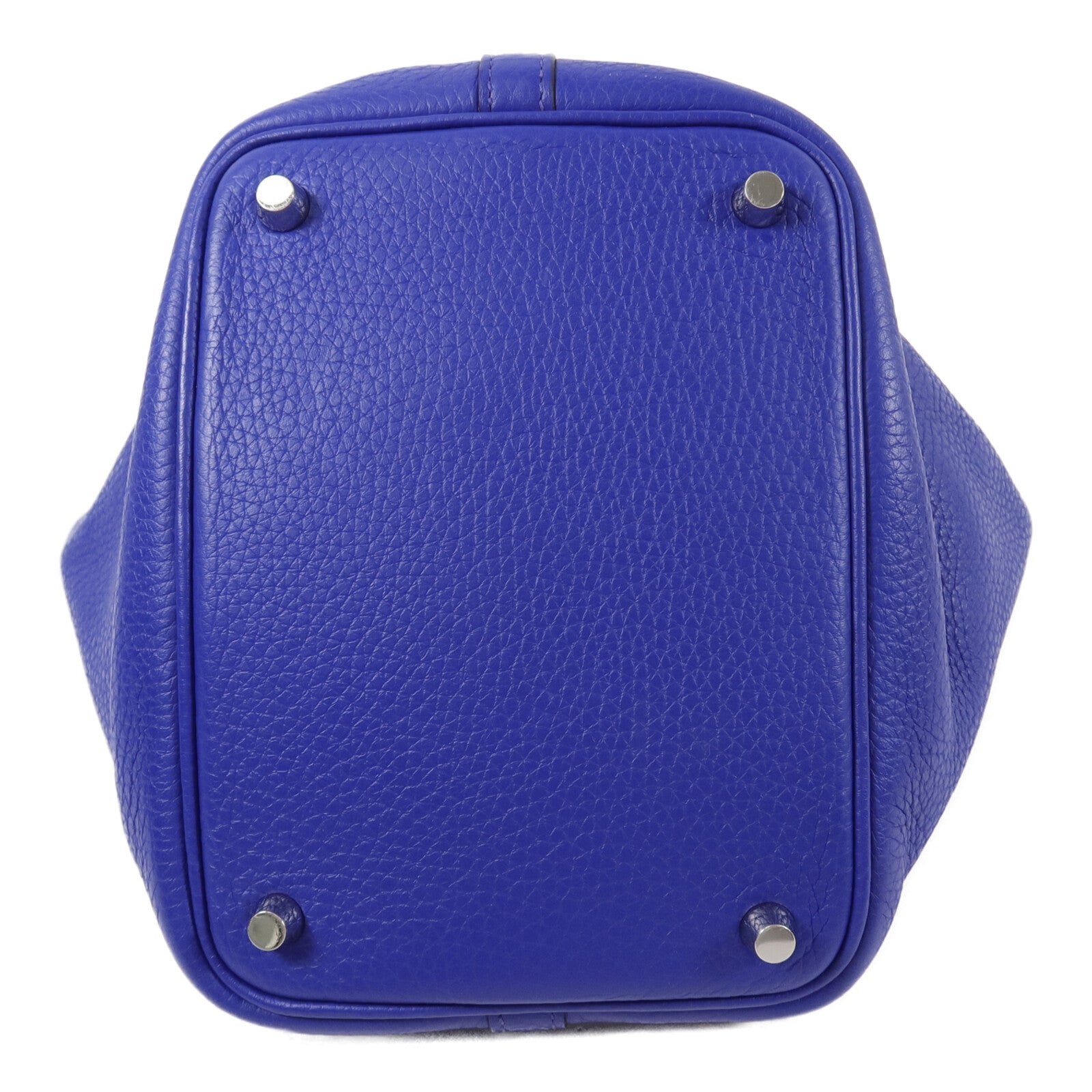 HERMES Clemence皮革Picotin PM手挽袋Bleu Electrique