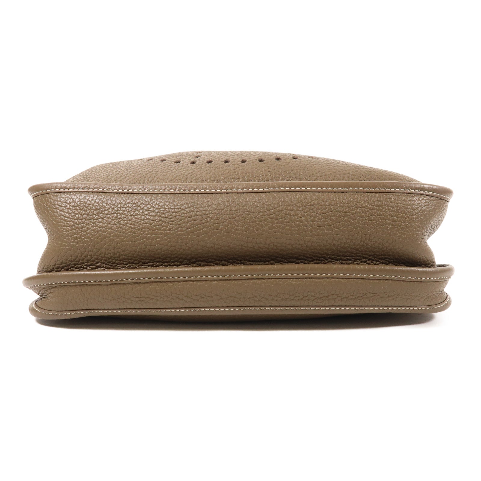 HERMES Clemence皮革Evelyne PM銀扣肩背袋Etoupe