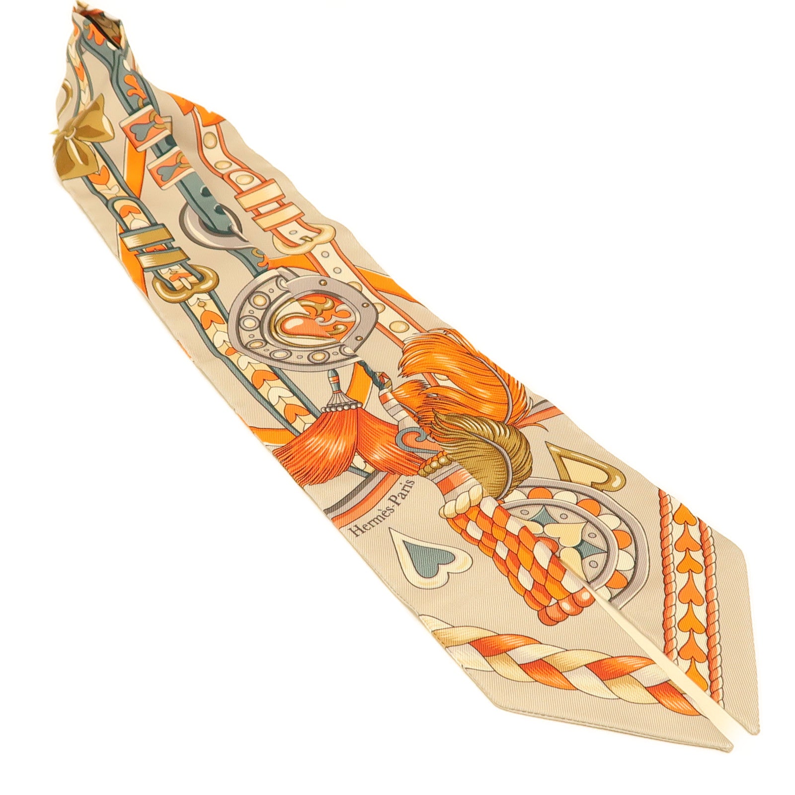 HERMES Twilly Scarf Scarves Silk Gray