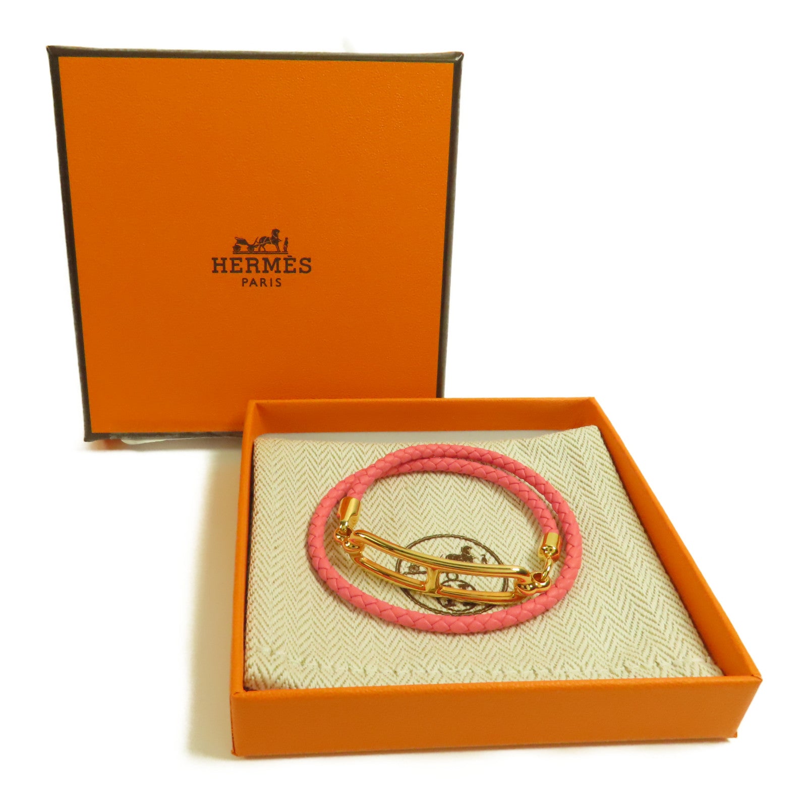 HERMES 牛皮皮革Roulis Double Tour金扣手帶