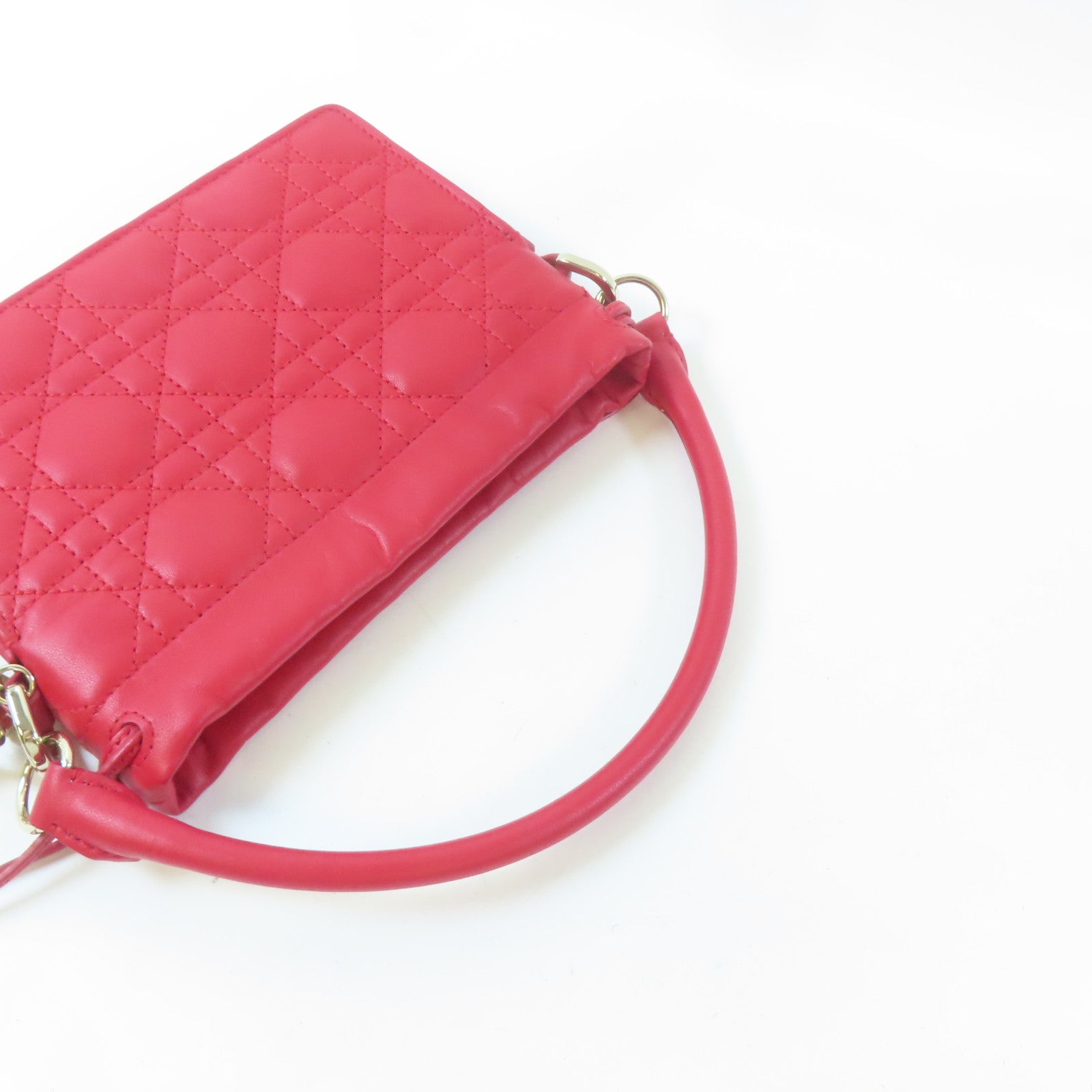 Dior 牛皮皮革Shoulder Bag金扣手挽肩背兩用袋紅色