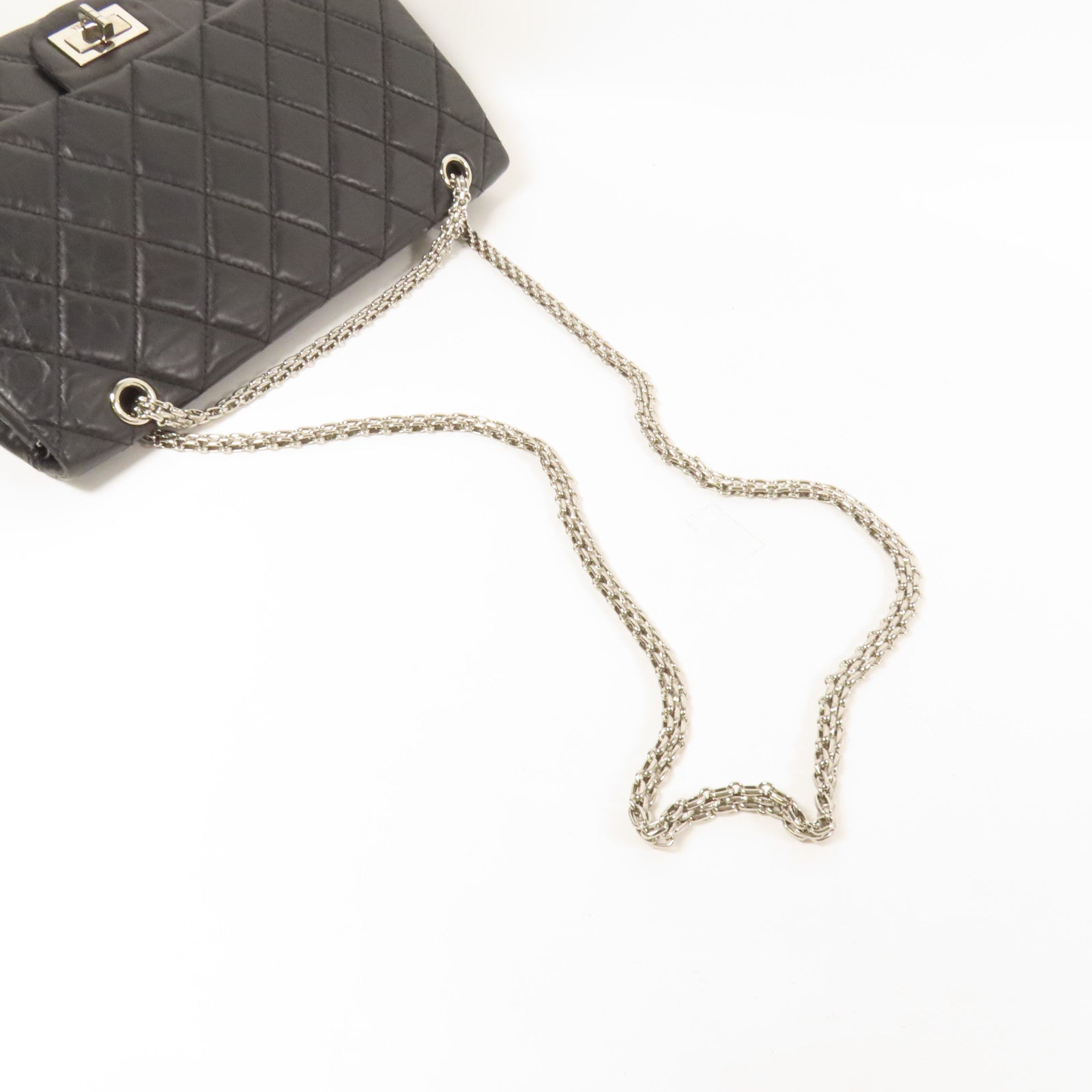 CHANEL 牛皮皮革2.55 Large銀扣鏈帶肩背袋