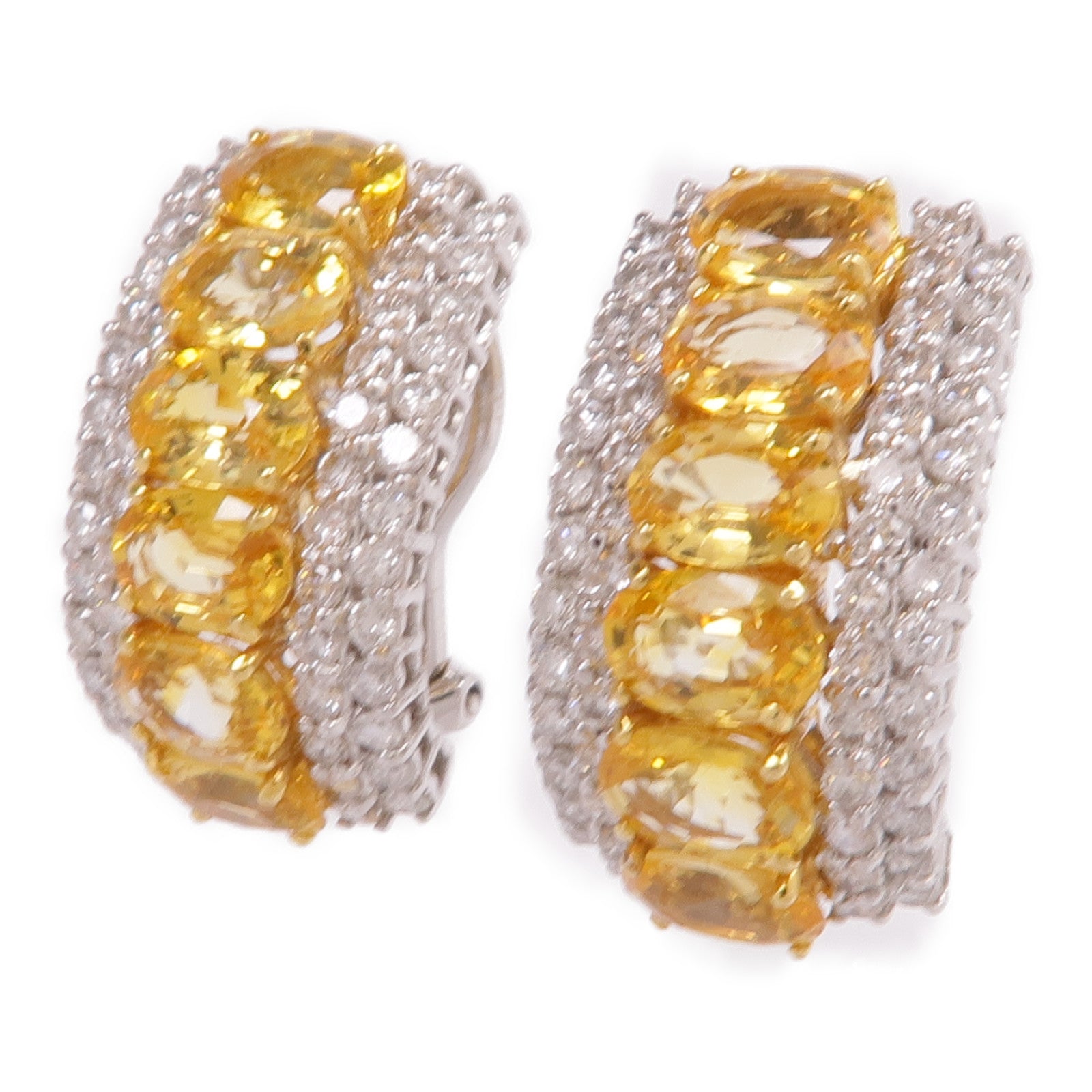 JEWELRY 18K白金/黃金Yellow Sapphire Diamond Earrings黃色藍寶石/鑽石耳環