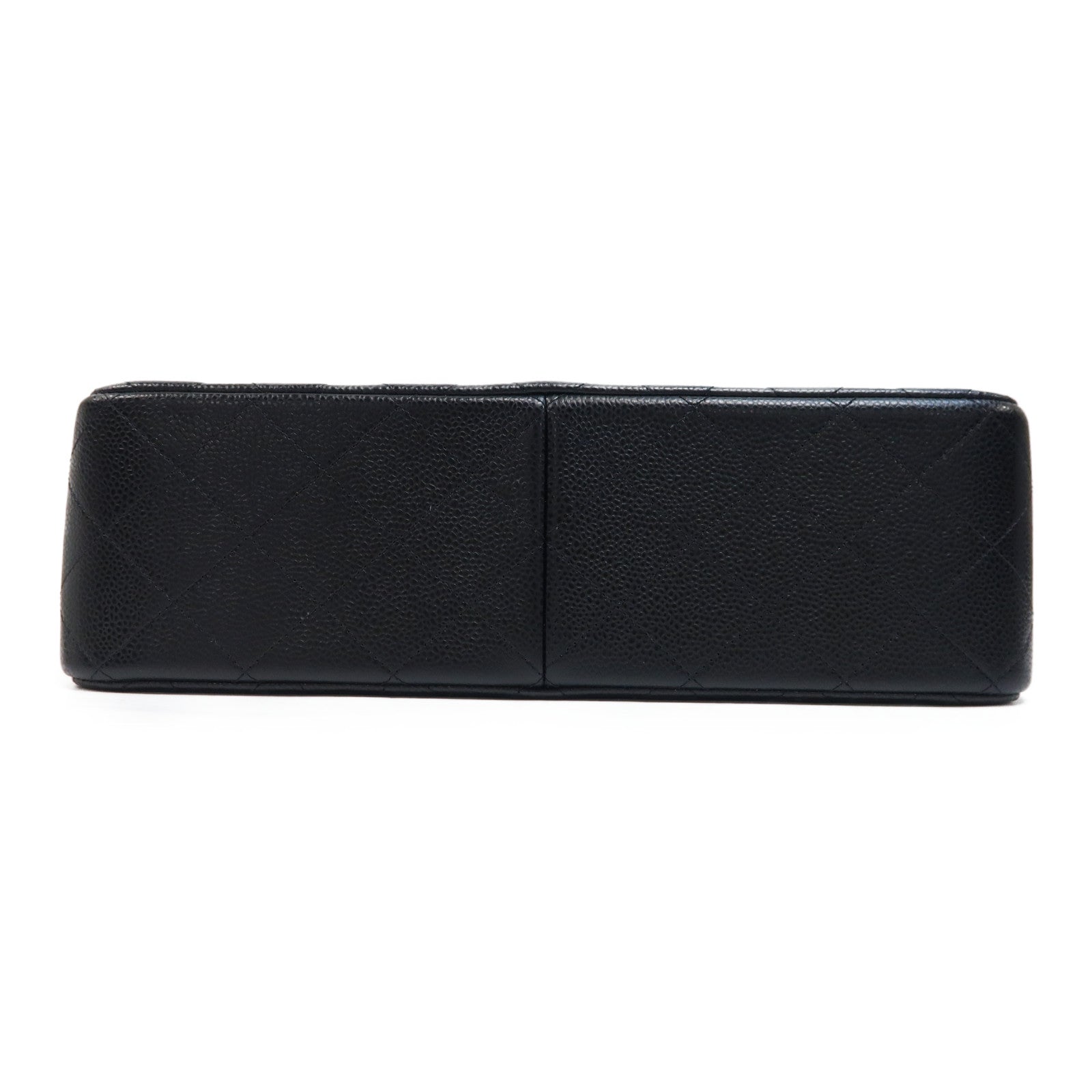 CHANEL 菱格Caviar皮革Classic Flap Jumbo金扣鏈帶肩背袋黑色