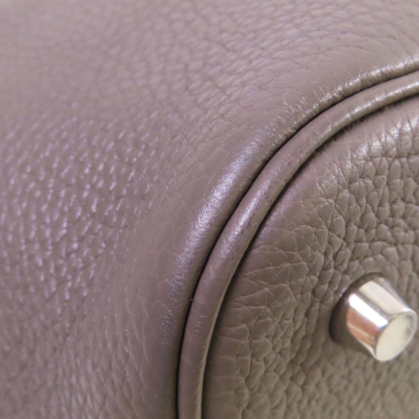 HERMES Clemence皮革Picotin MM Tote Bag銀扣手挽袋錫灰色