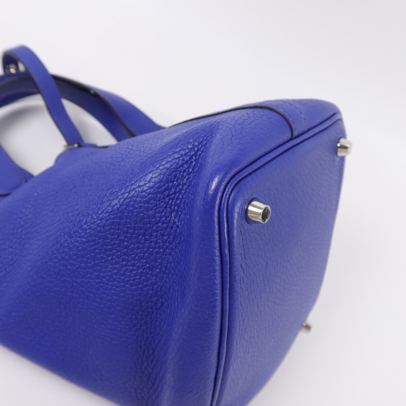 HERMES Clemence皮革Picotin PM手挽袋Bleu Electrique