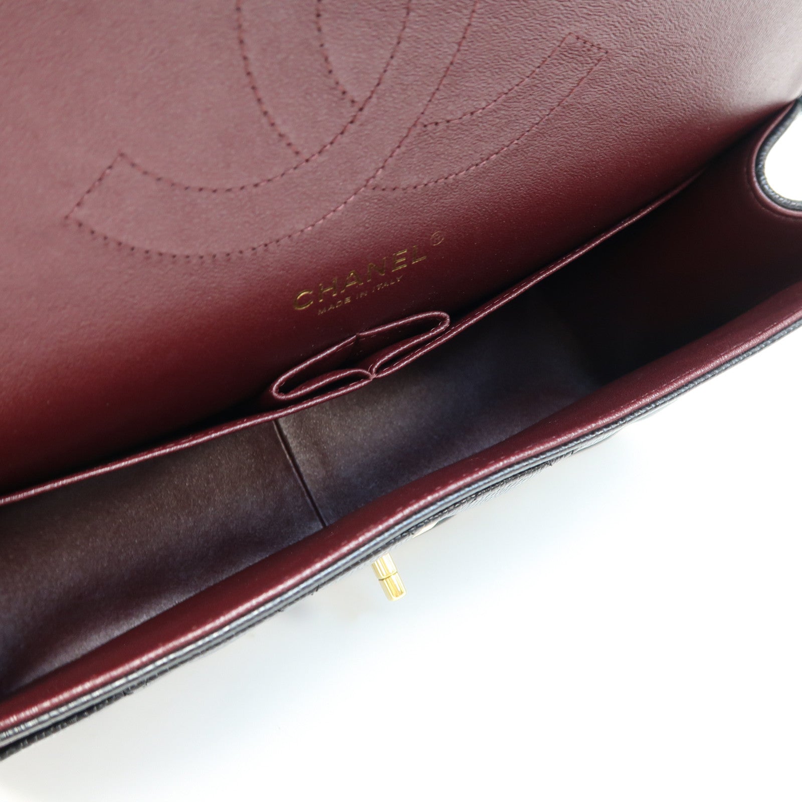 CHANEL 菱格Caviar皮革Classic Flap Jumbo金扣鏈帶肩背袋黑色