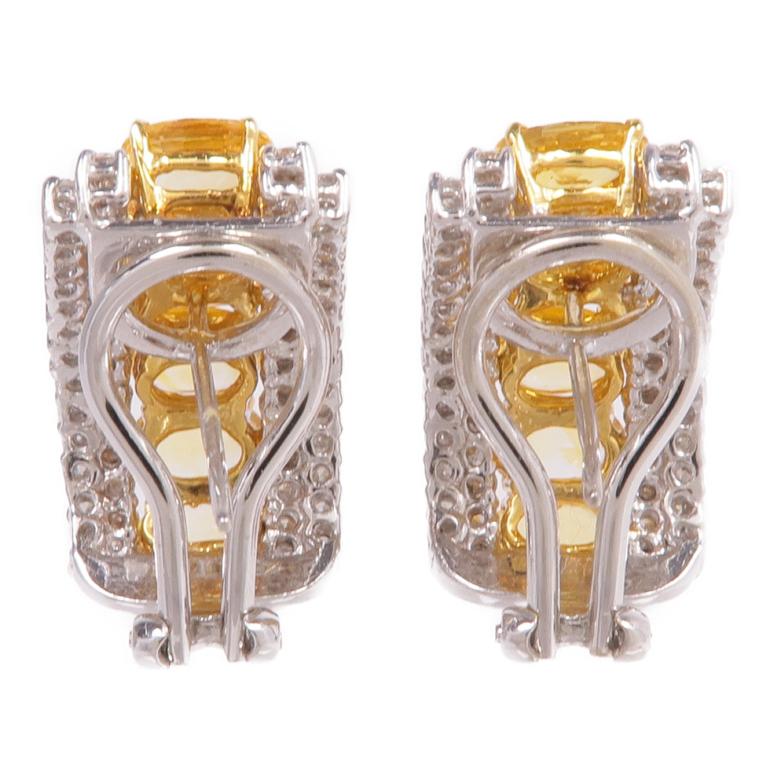 JEWELRY 18K白金/黃金Yellow Sapphire Diamond Earrings黃色藍寶石/鑽石耳環