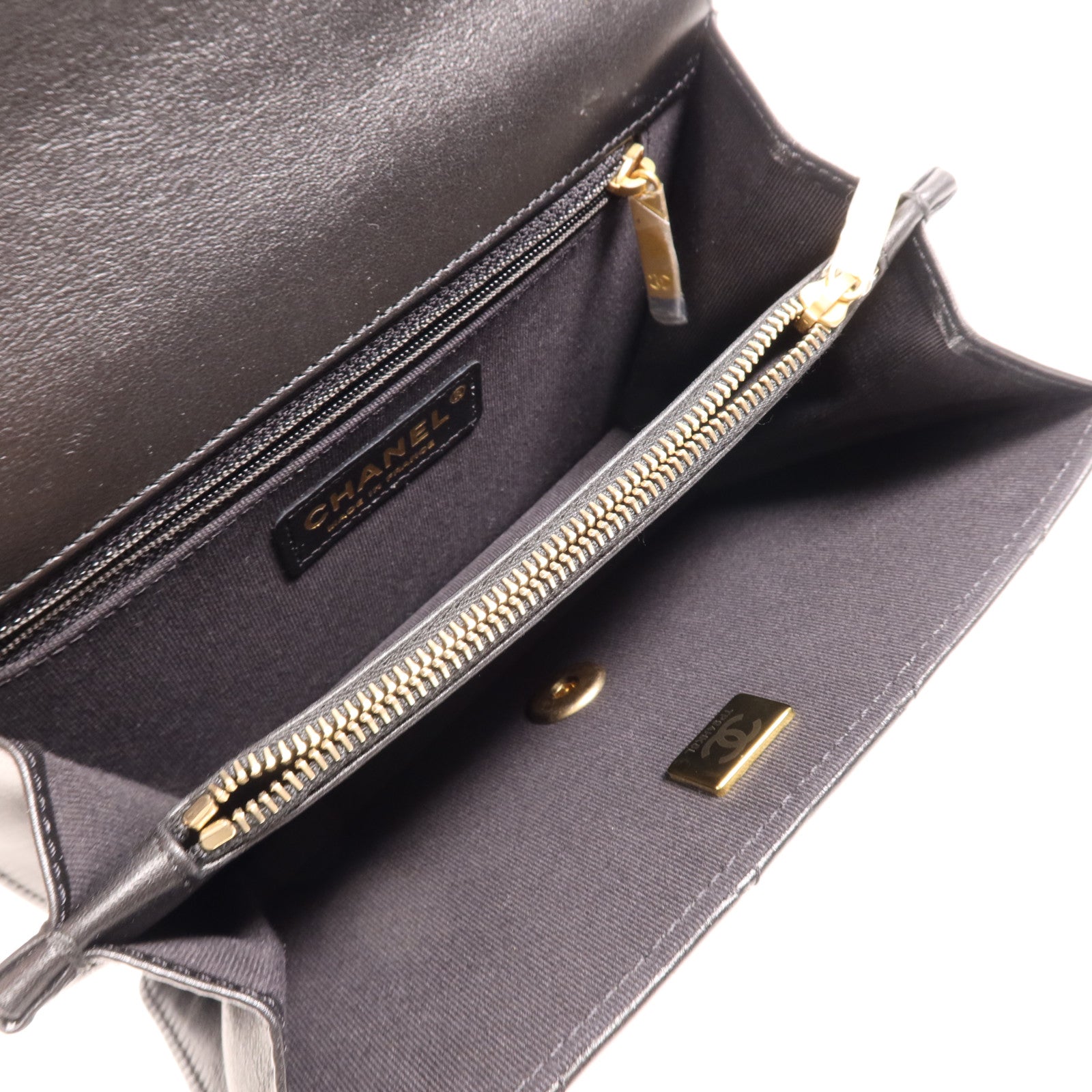 CHANEL 羊皮皮革Shoulder Bag金扣手挽肩背兩用袋