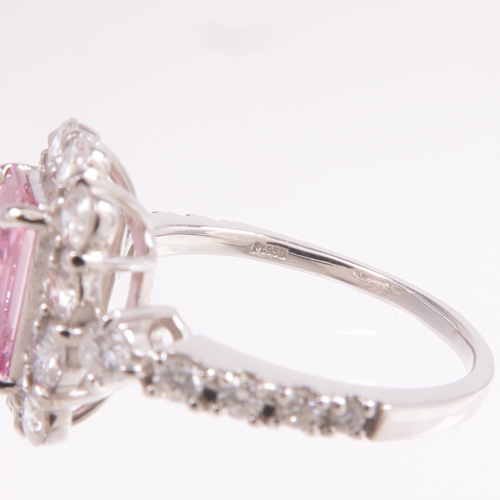 JEWELRY PT950鉑金Sapphire Diamond Ring粉紅藍寶石/鑽石戒指US#5.75