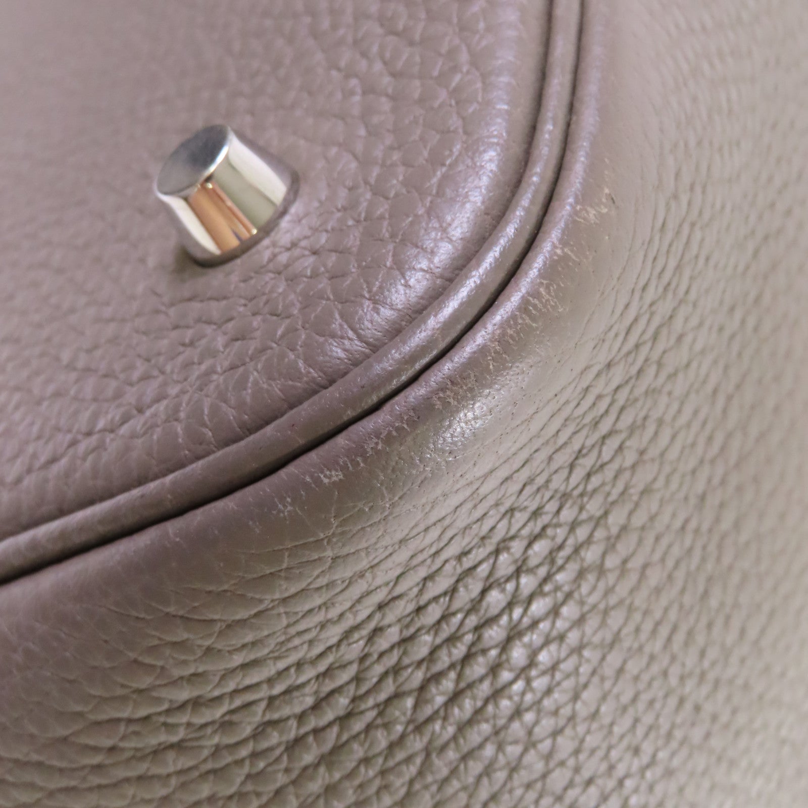 HERMES Clemence皮革Picotin MM Tote Bag銀扣手挽袋錫灰色