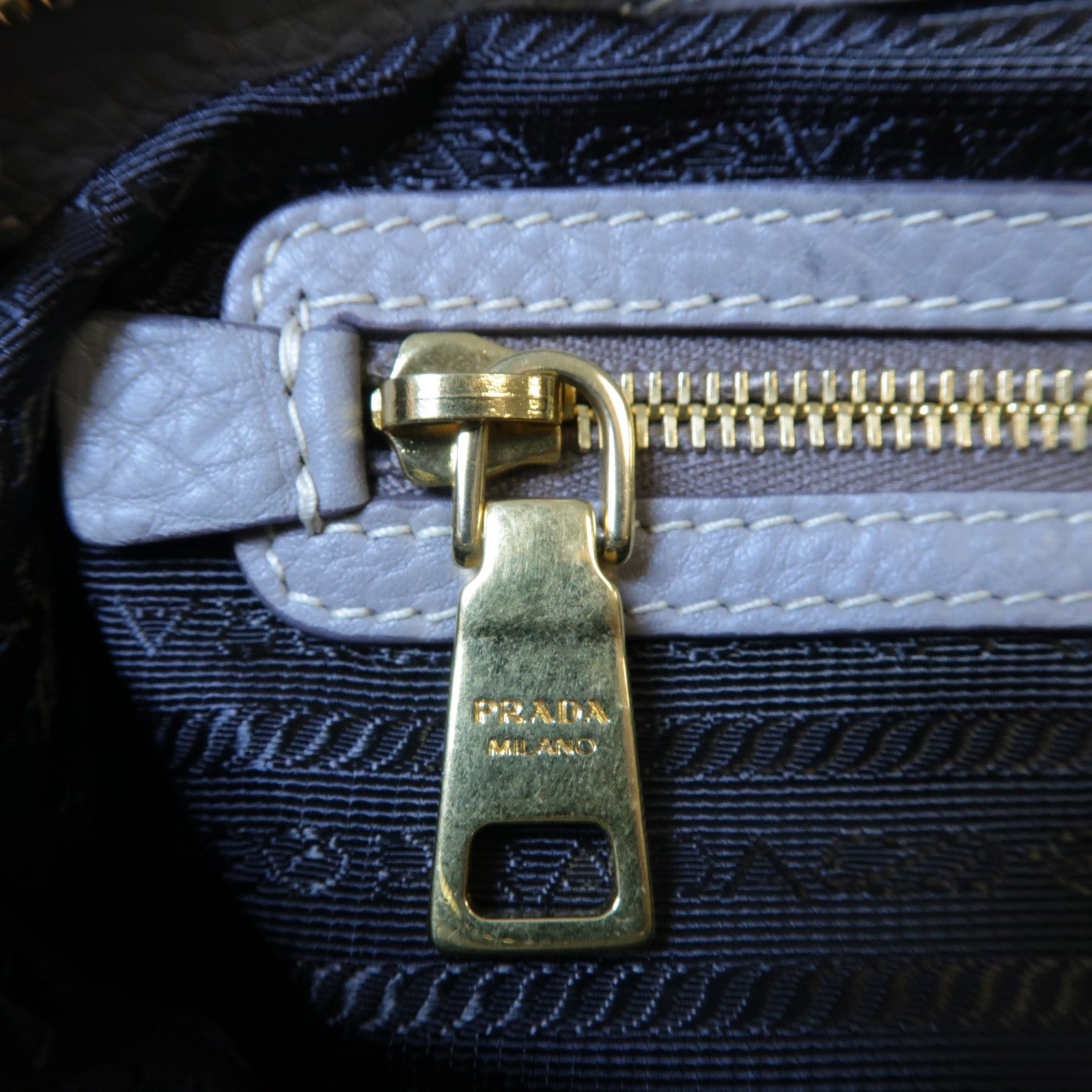 PRADA 【激減優惠】牛皮皮革2 Way Shoulder Bag金扣手挽肩背兩用袋灰色