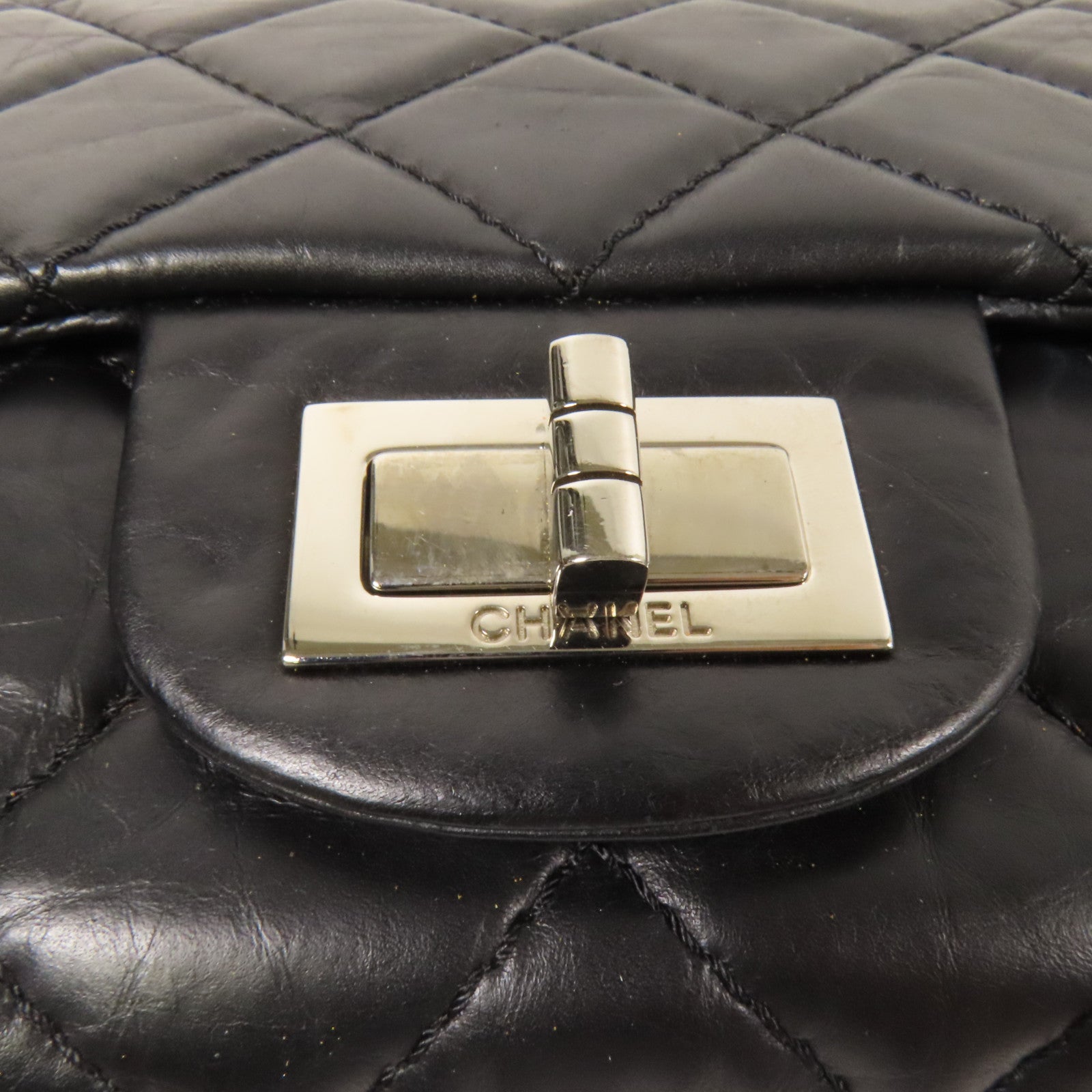 CHANEL 牛皮皮革2.55 Large銀扣鏈帶肩背袋