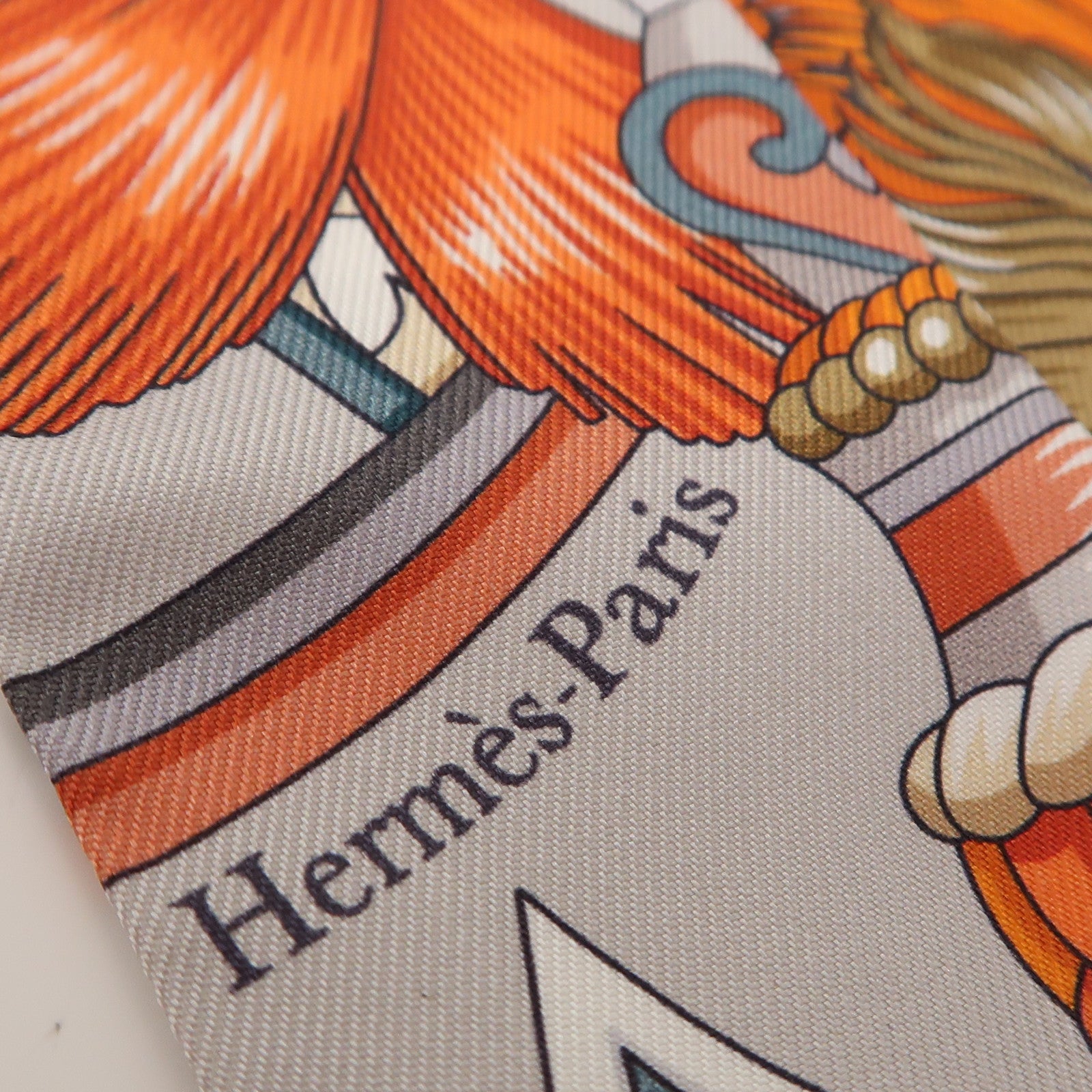 HERMES Twilly Scarf Scarves Silk Gray