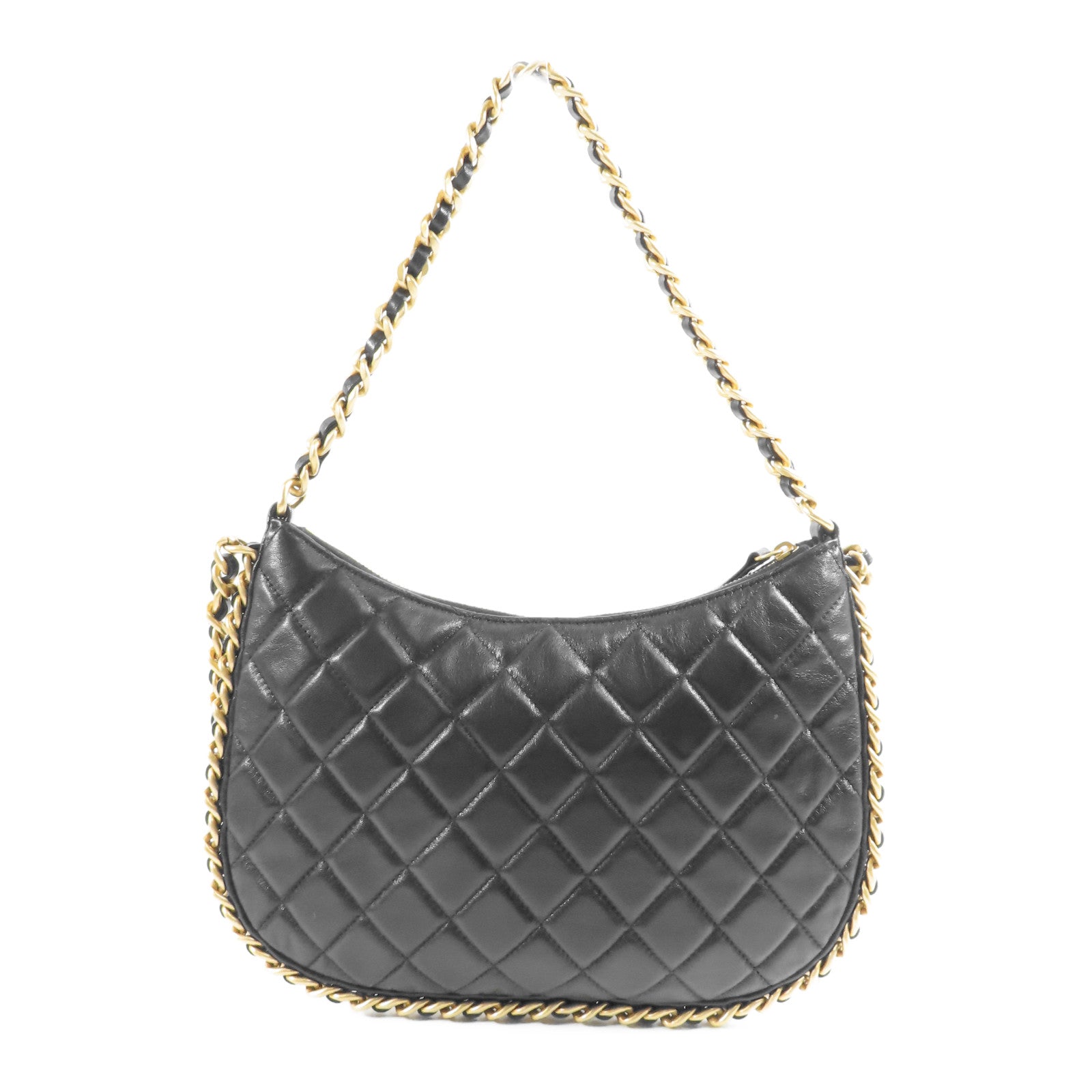 CHANEL 羊皮皮革Matelasse Chain Shoulder金扣手挽肩背兩用袋