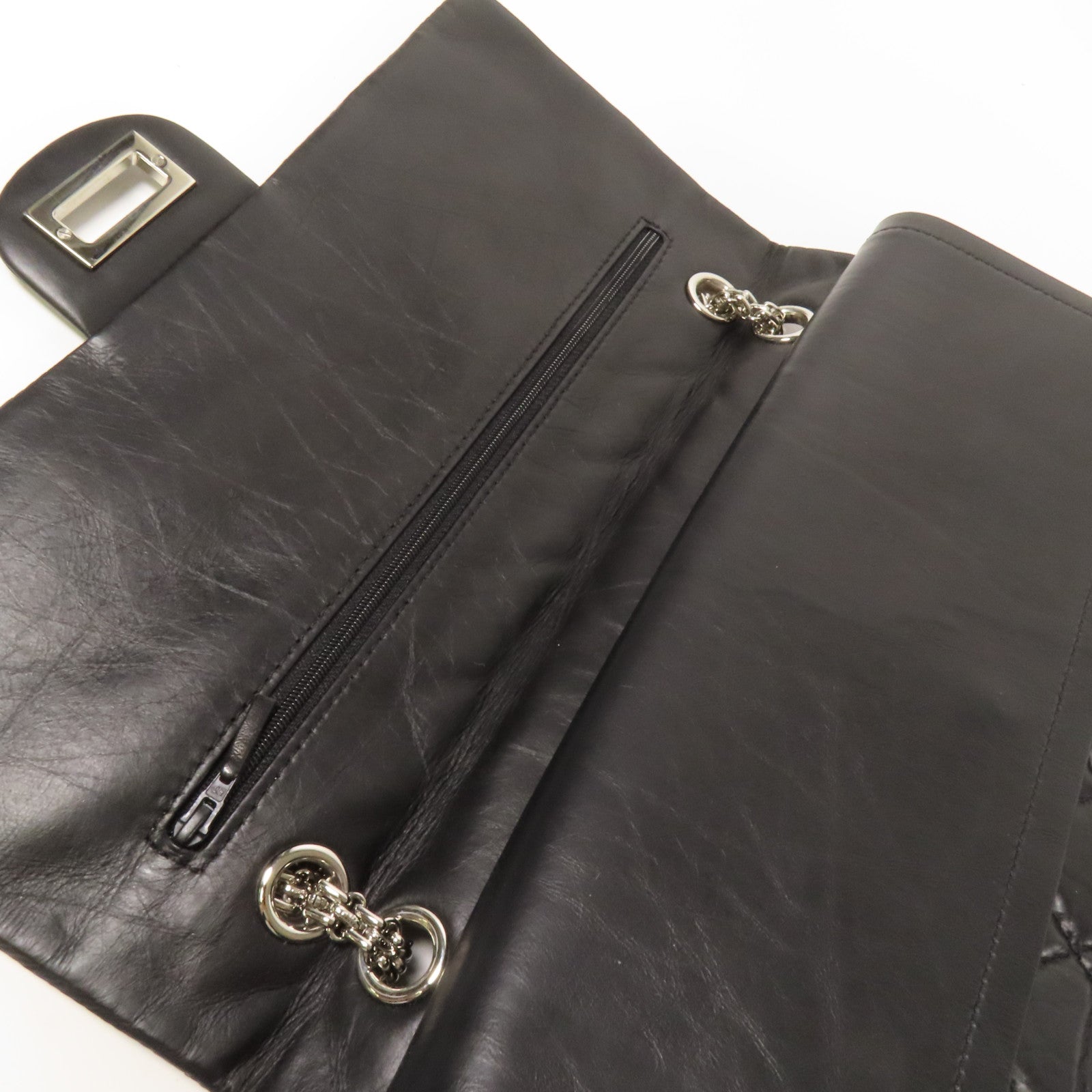 CHANEL 牛皮皮革2.55 Large銀扣鏈帶肩背袋