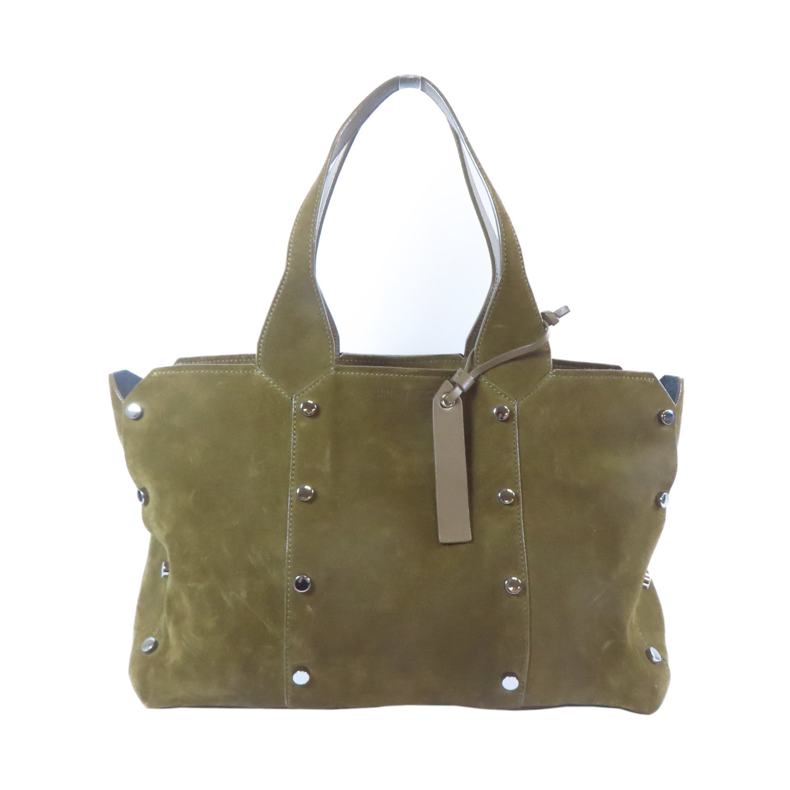 JIMMY CHOO **【激減優惠】絨面皮革Tote Bag銀扣手挽袋綠色