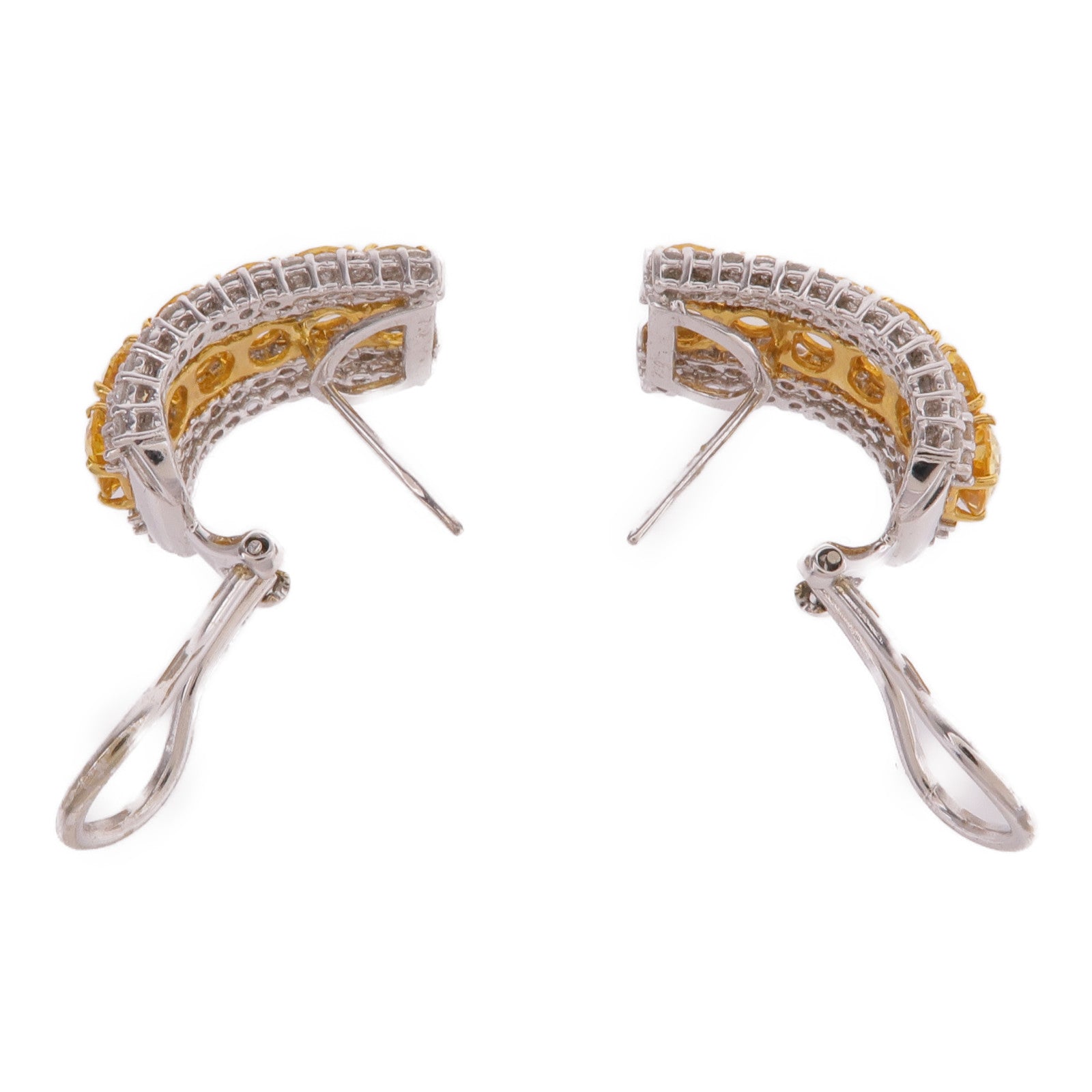 JEWELRY 18K白金/黃金Yellow Sapphire Diamond Earrings黃色藍寶石/鑽石耳環
