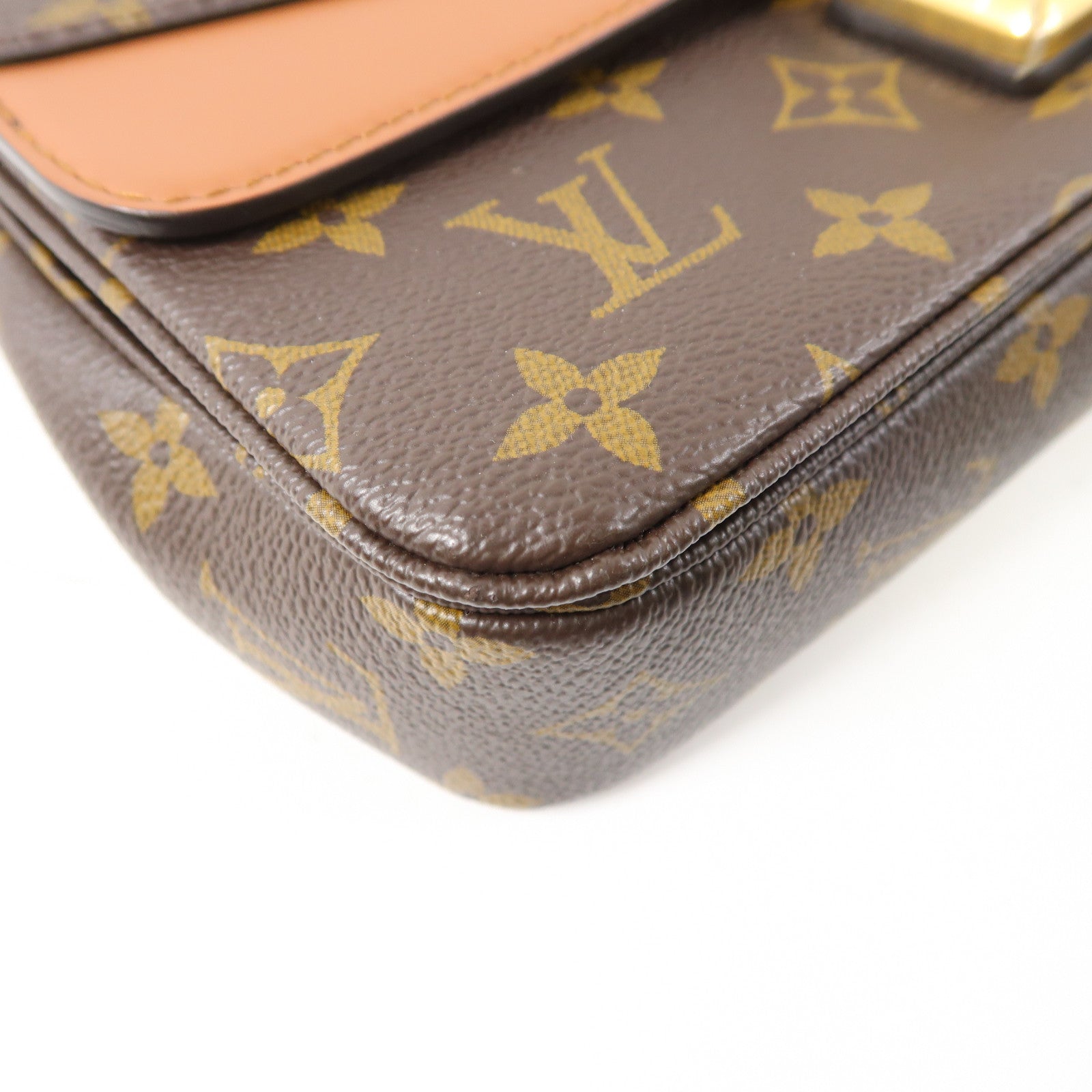 LOUIS VUITTON Monogram Marceau金扣鏈帶肩背袋棕色