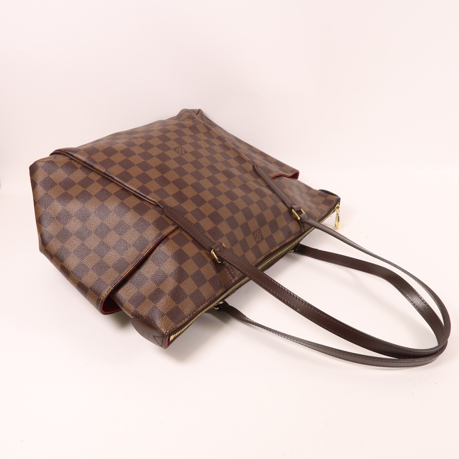 LOUIS VUITTON Damier Ebene Totally MM金扣肩背袋棕色