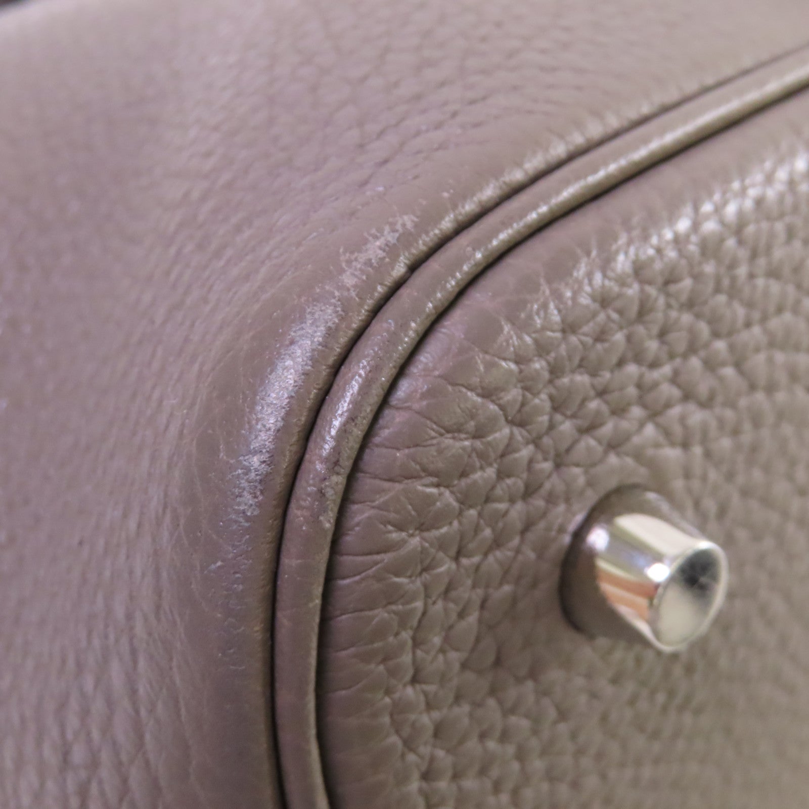 HERMES Clemence皮革Picotin MM Tote Bag銀扣手挽袋錫灰色